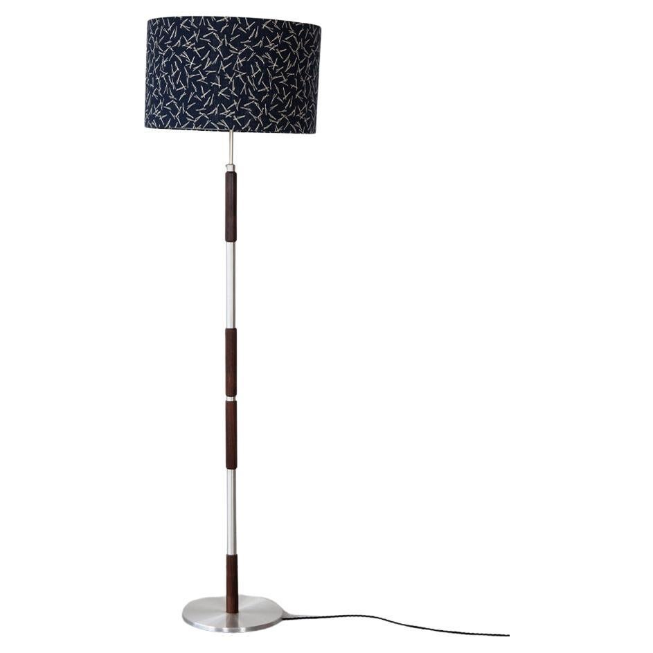 Mid 20th Century, Rosewood & Chrome Floor Lamp For Sale