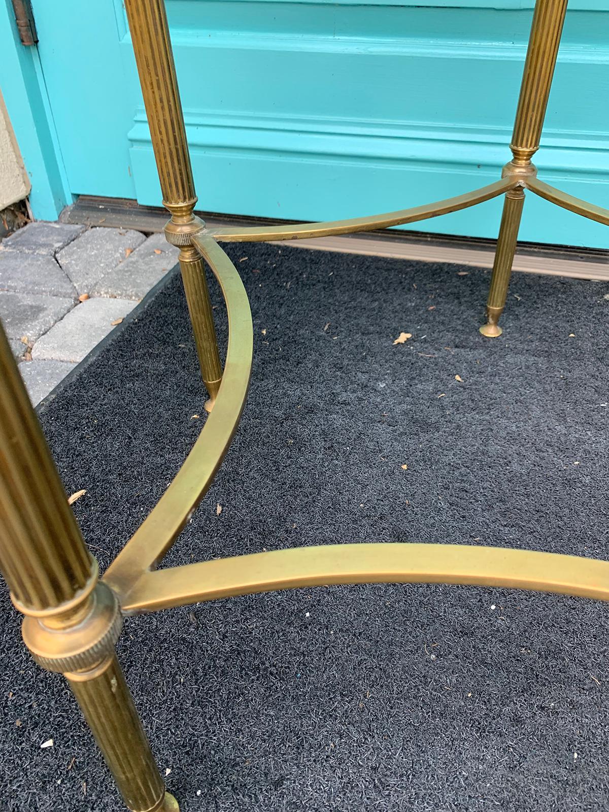 Mid-20th Century Round Brass Coffee Table, Glass Top, in the Style of Baguès 4