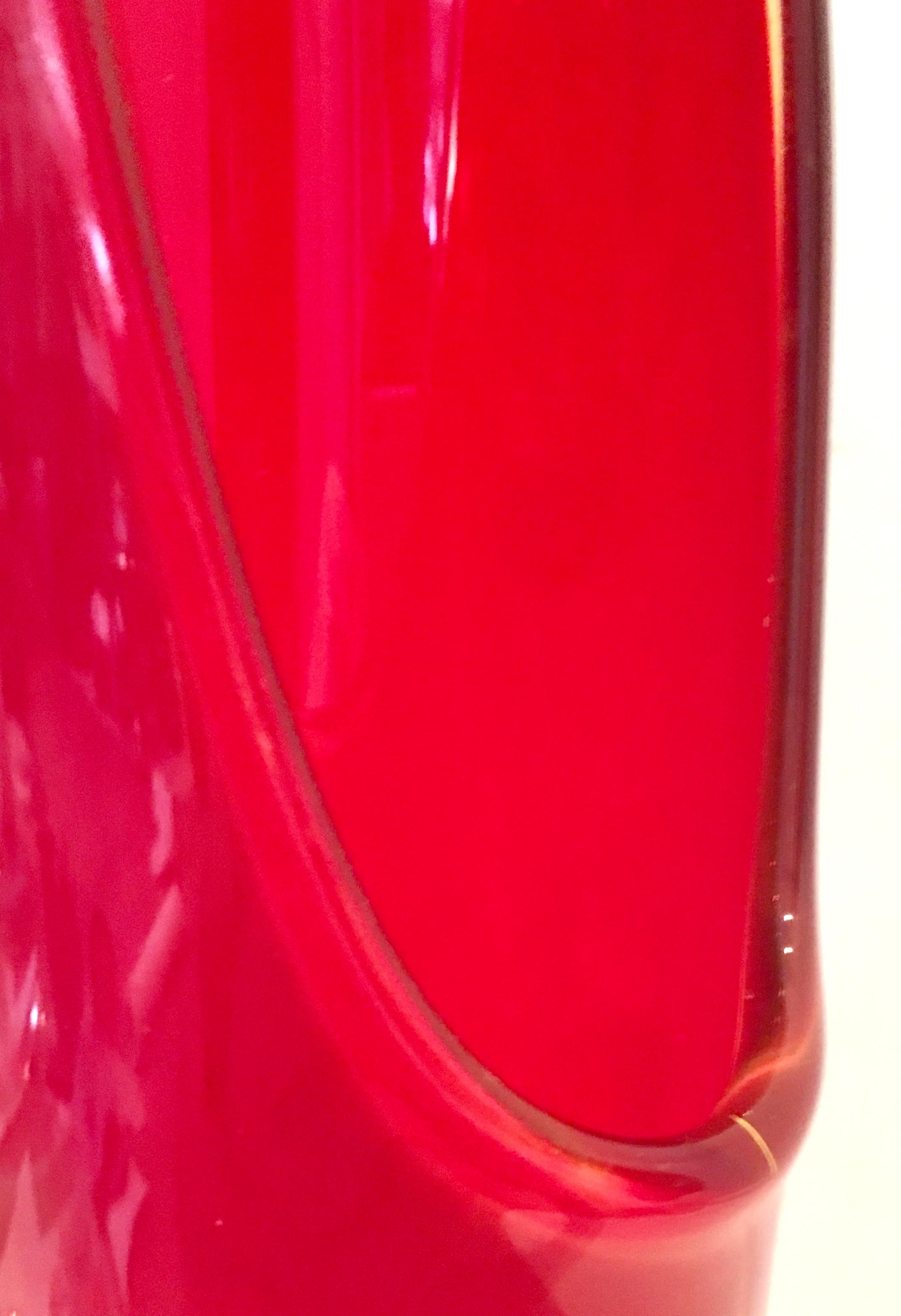 Mid-20th Century Ruby Art Glass Slag Vase 7
