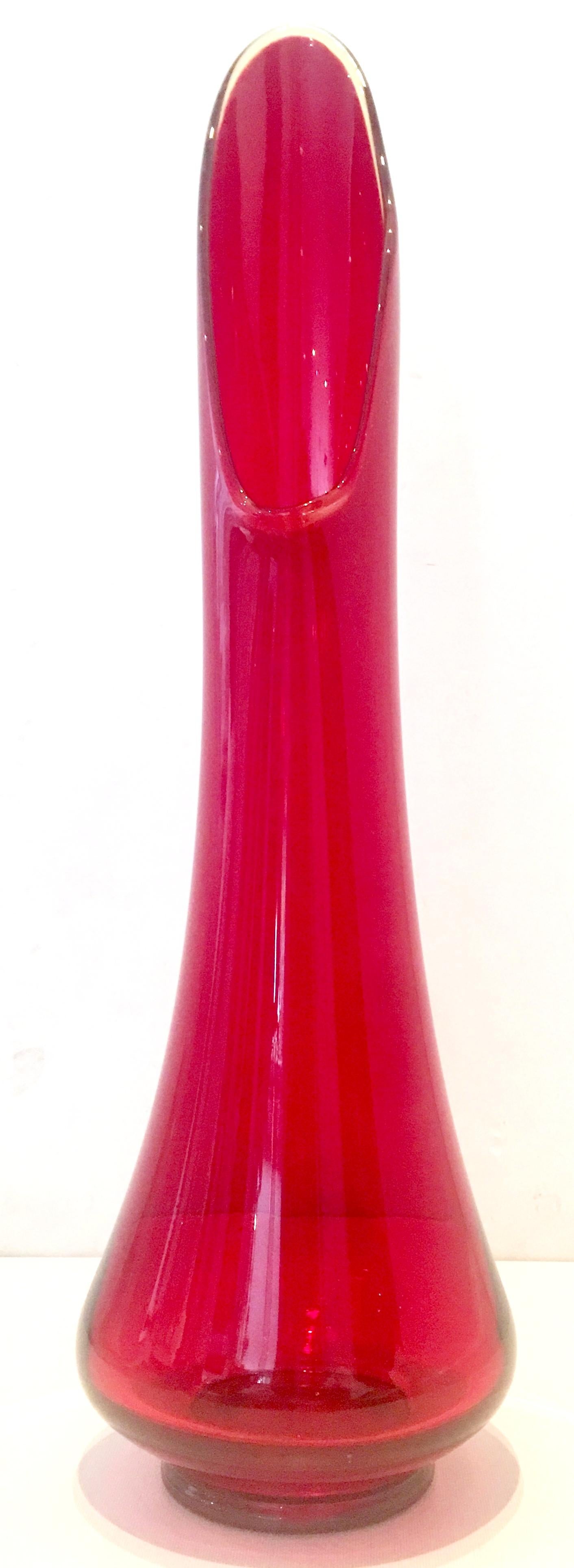 American Mid-20th Century Ruby Art Glass Slag Vase