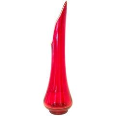 Mid-20th Century Ruby Art Glass Slag Vase