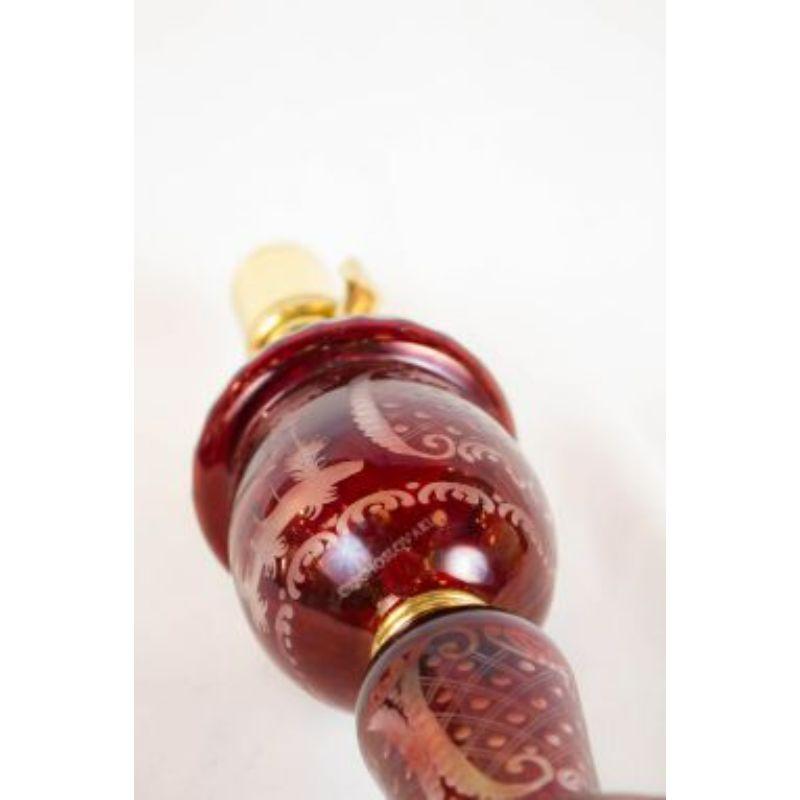 Mid 20th Century Ruby Red Bohemian Glass Lamps - a pair In Excellent Condition In Canton, MA