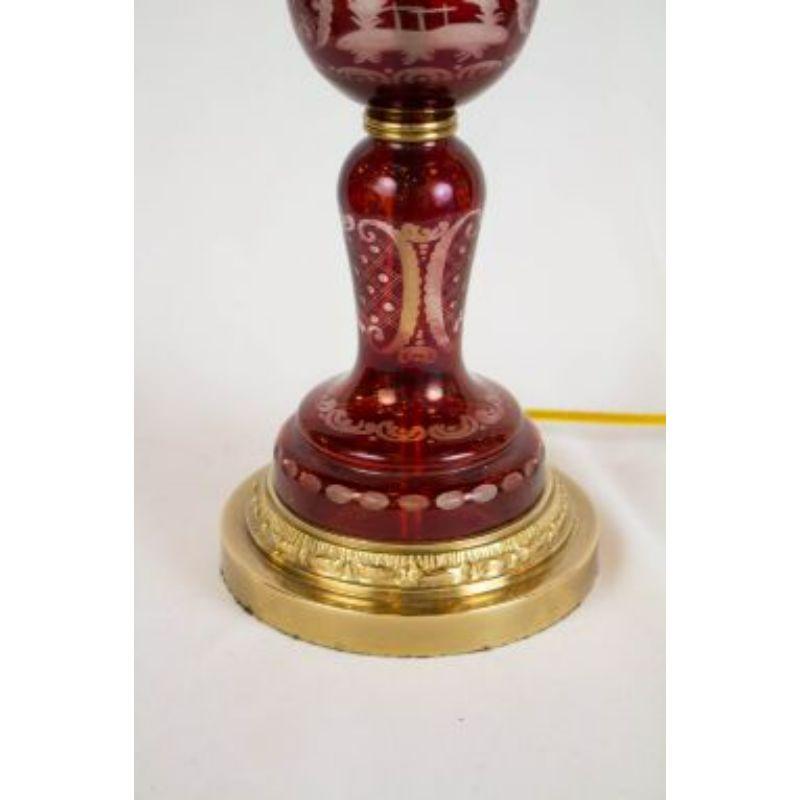 Mid 20th Century Ruby Red Bohemian Glass Lamps - a pair 2
