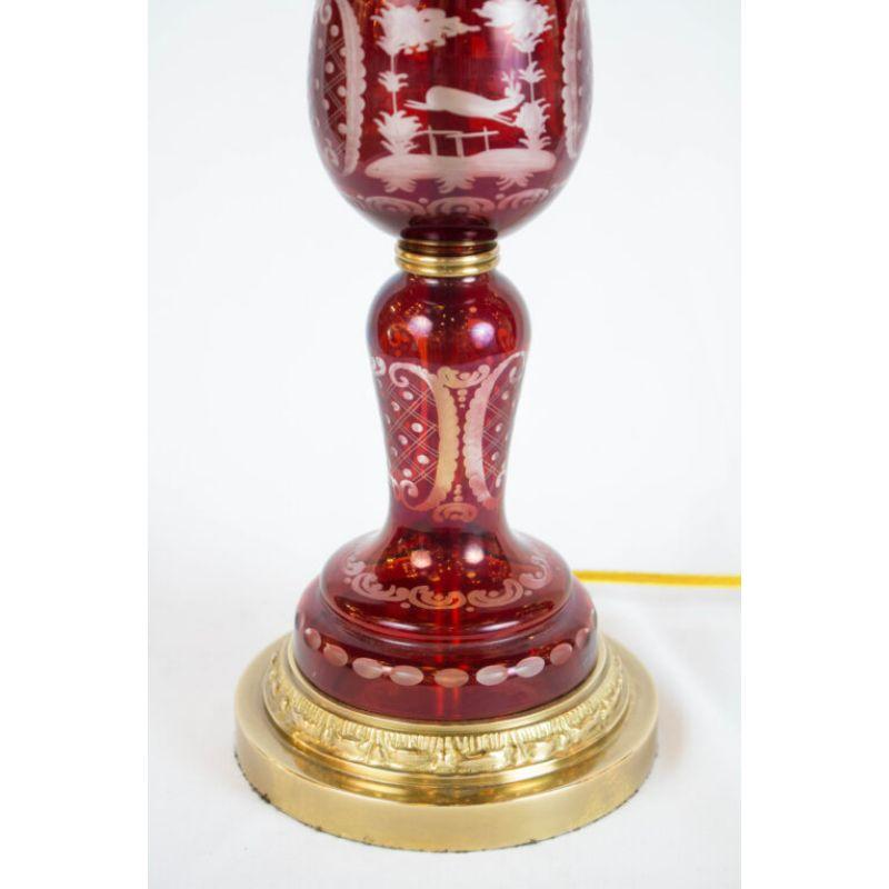 Mid 20th Century Ruby Red Bohemian Glass Lamps - a pair 3
