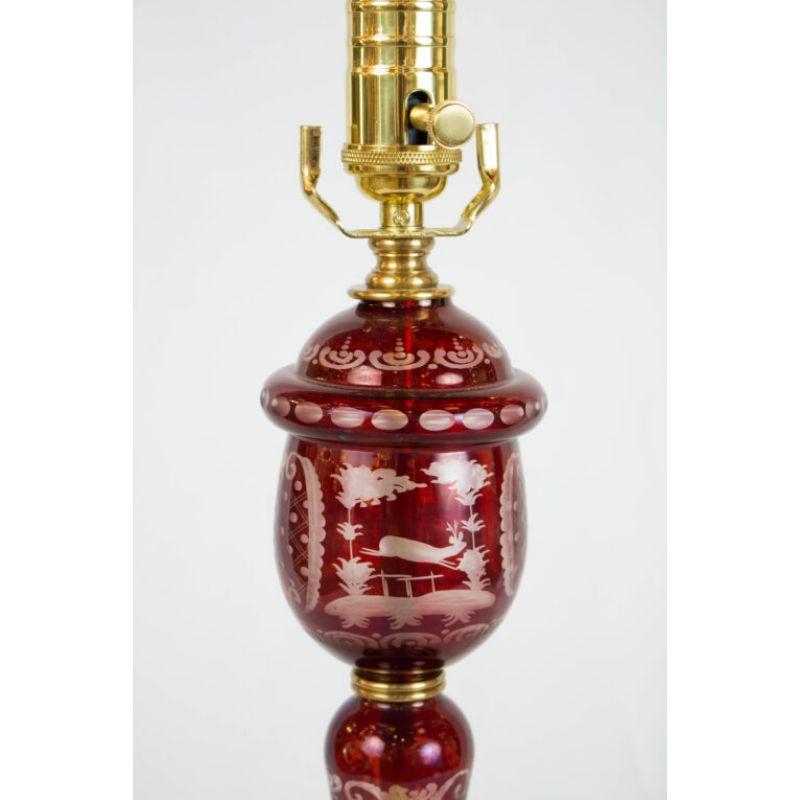 Mid 20th Century Ruby Red Bohemian Glass Lamps - a pair 4