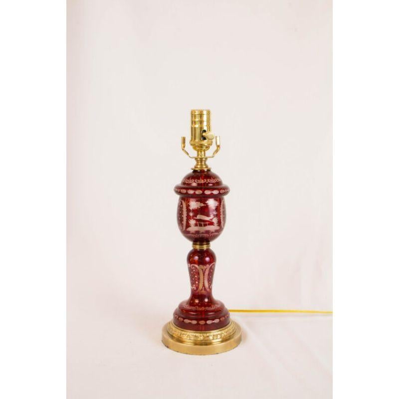 Mid 20th Century Ruby Red Bohemian Glass Lamps - a pair 5