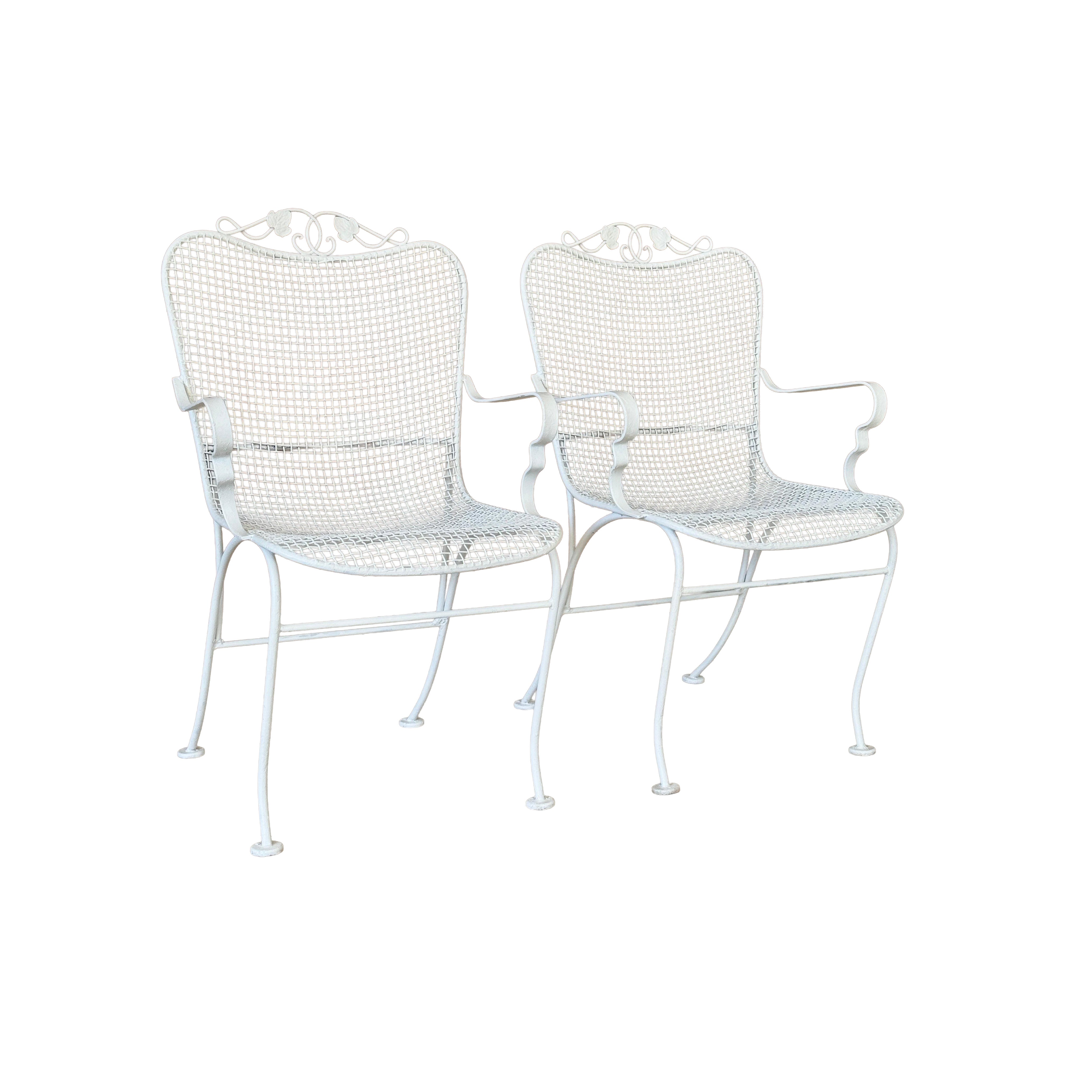 Fauteuils de jardin en fer forgé Russell Whiting du milieu du 20e siècle - Paire