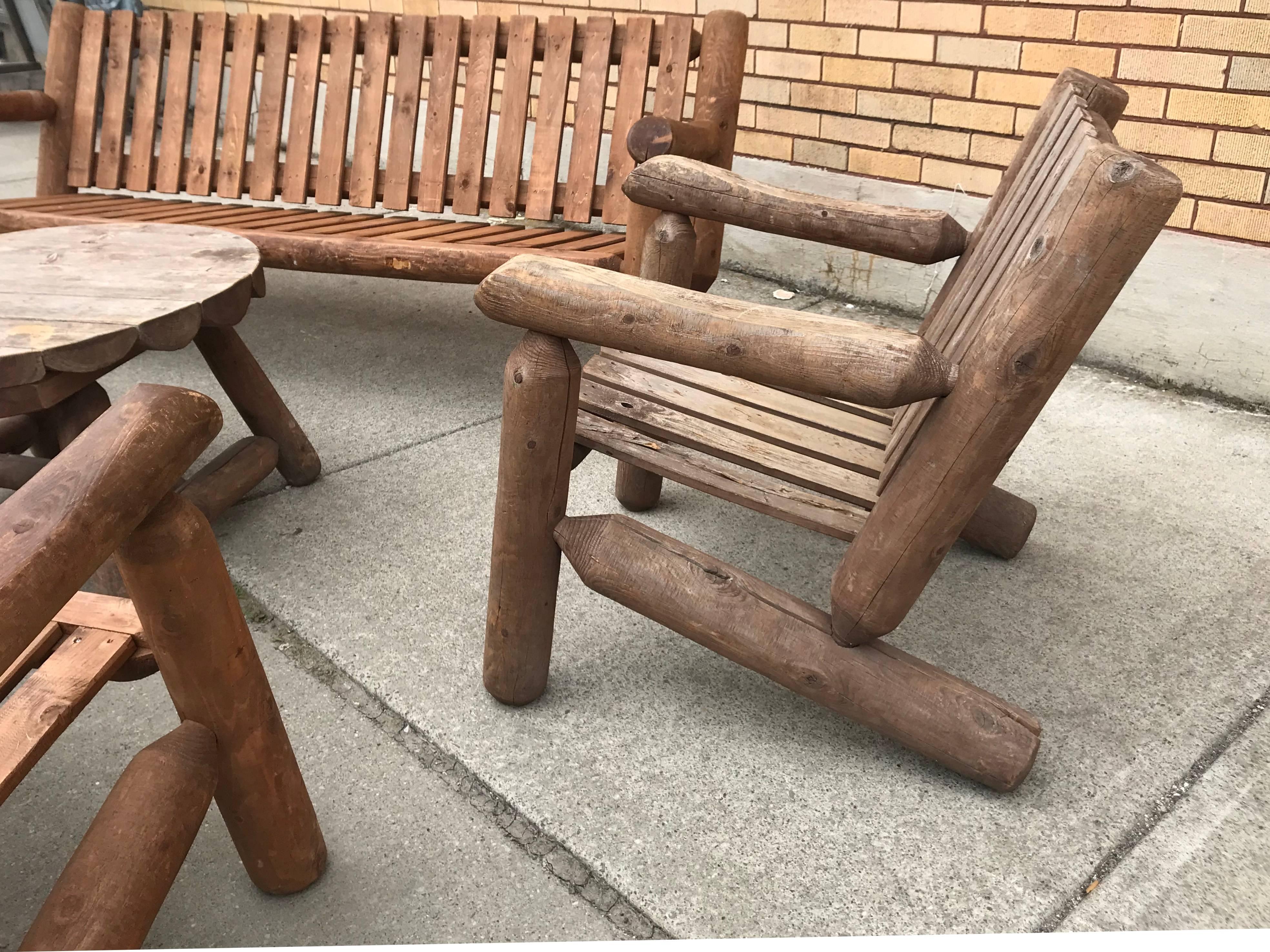 Canadian Mid-20th Century Rustic American Camp Four-Piece Suite, Adirondack