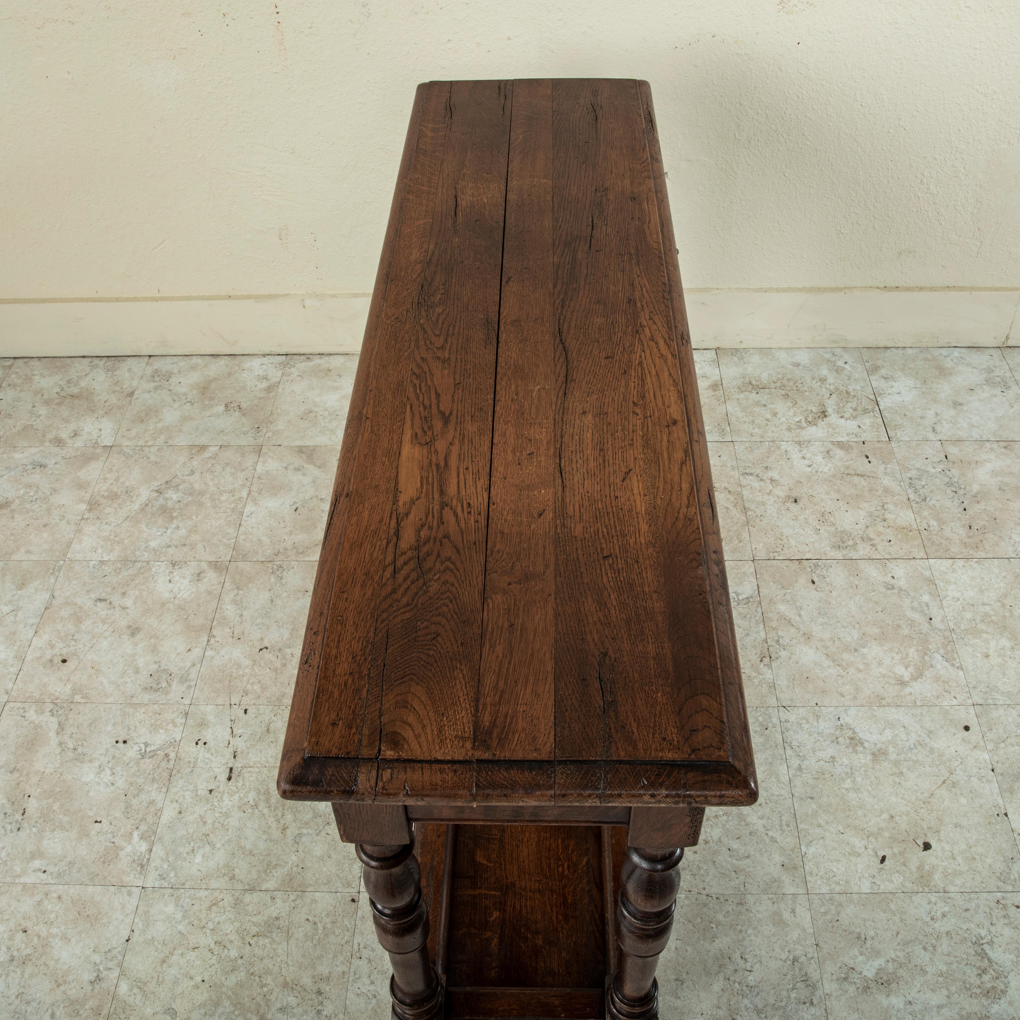 Mid-20th Century Rustic French Oak Console Table or Sofa Table from Normandy 9