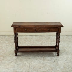 Mid-20th Century Rustic French Oak Console Table or Sofa Table from Normandy