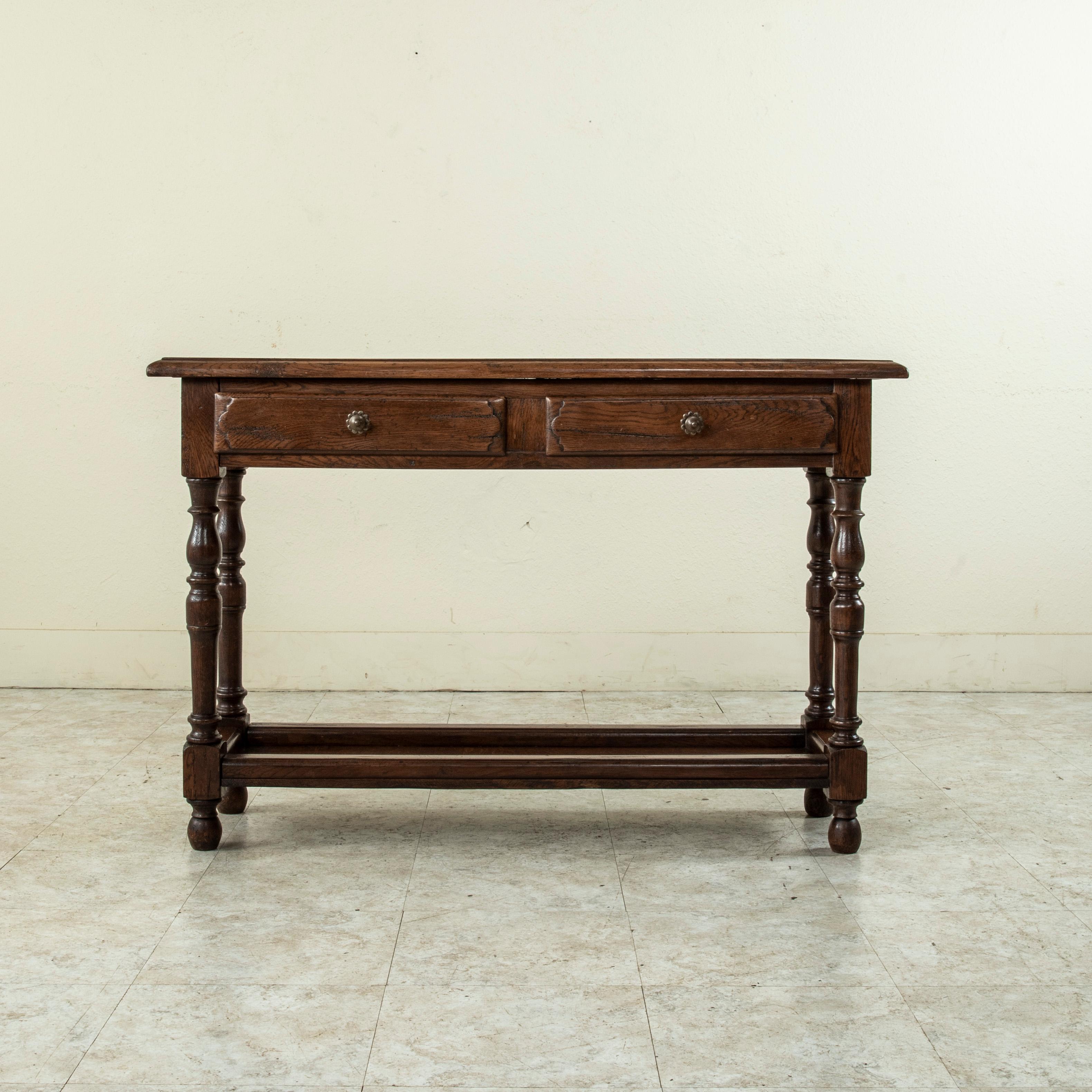 Mid-20th Century Rustic French Oak Console Table or Sofa Table from Normandy In Good Condition In Fayetteville, AR