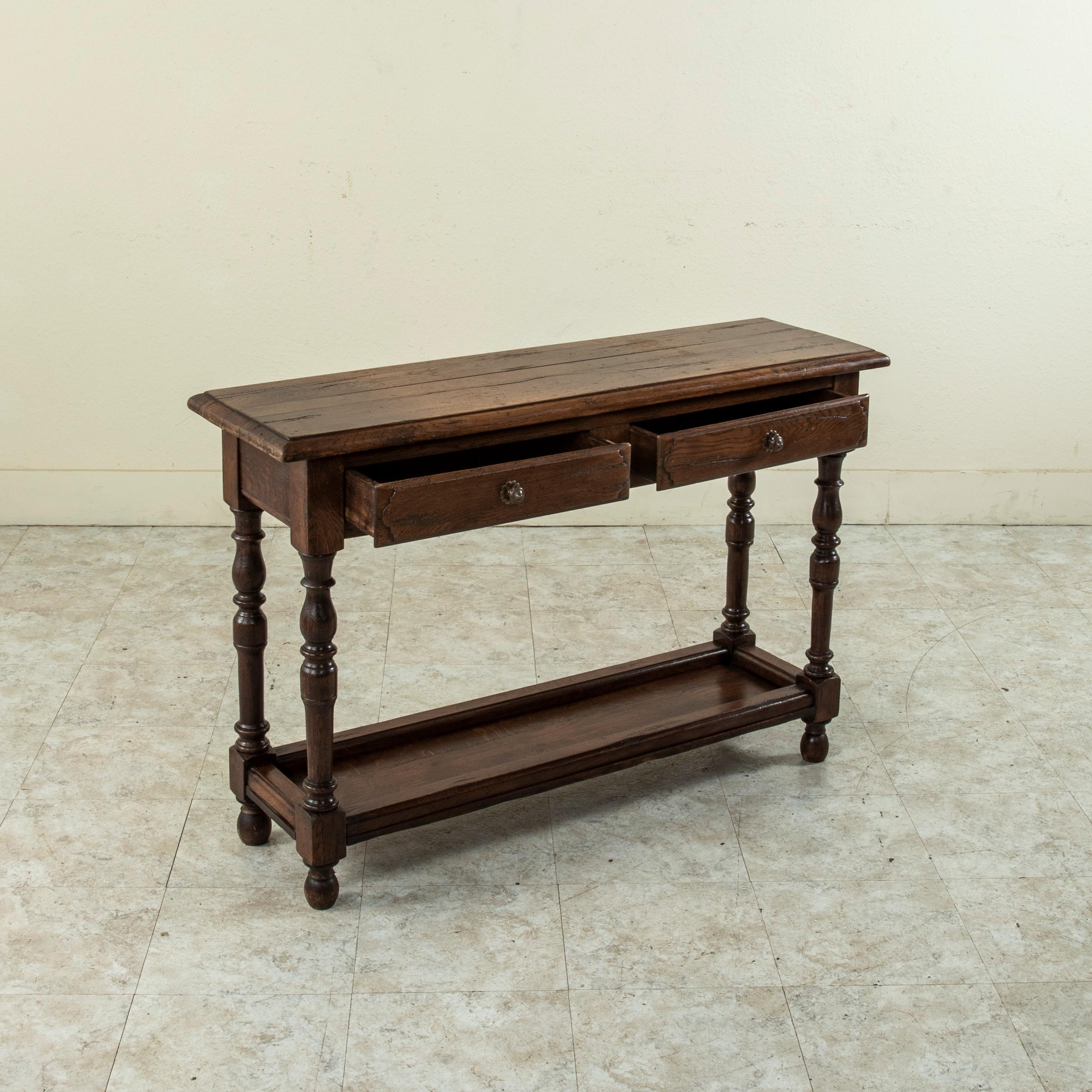 Mid-20th Century Rustic French Oak Console Table or Sofa Table from Normandy 4