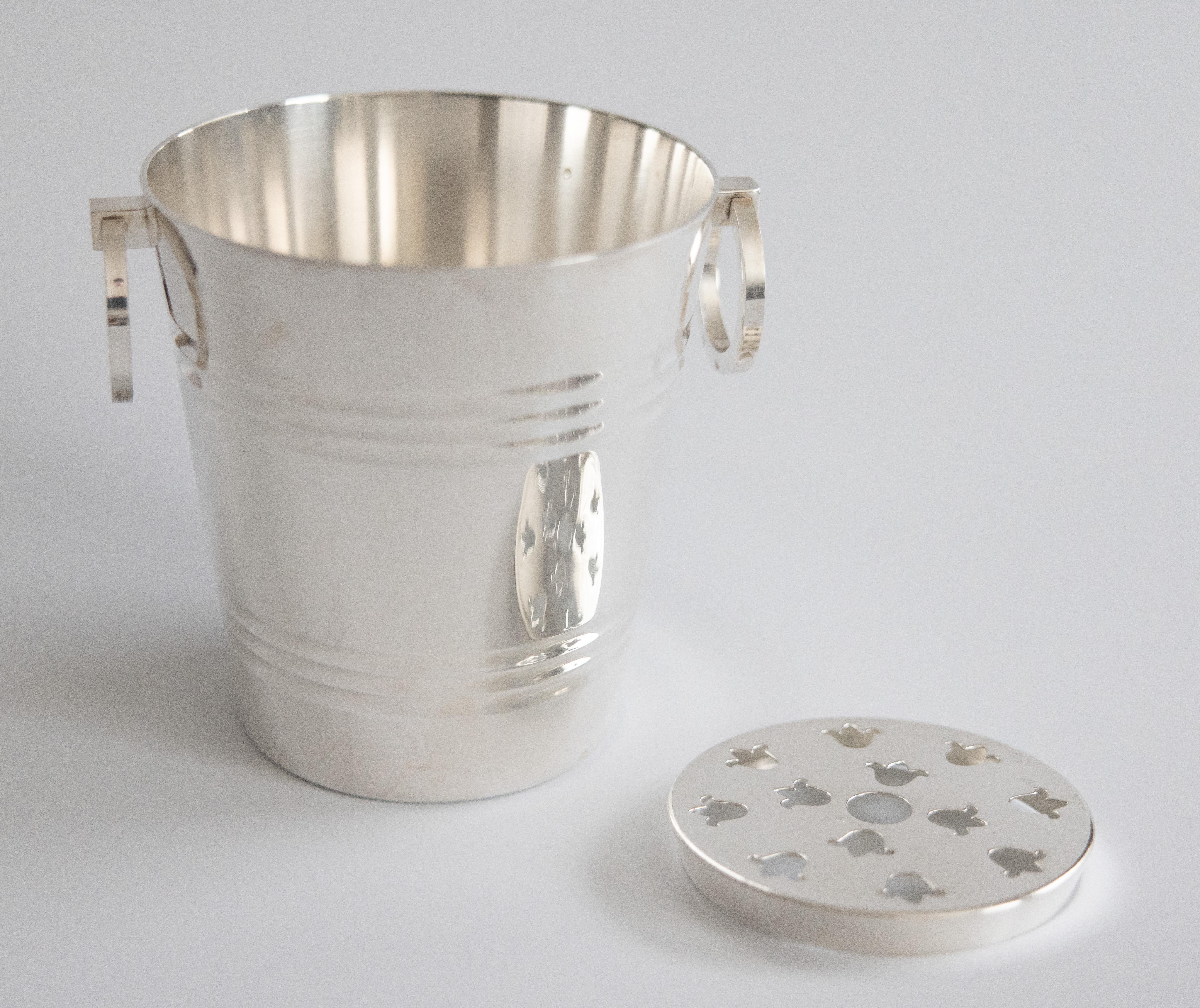 Mitte des 20. Jahrhunderts Saint Médard Französisch Silber Platte Eiskübel im Angebot 2