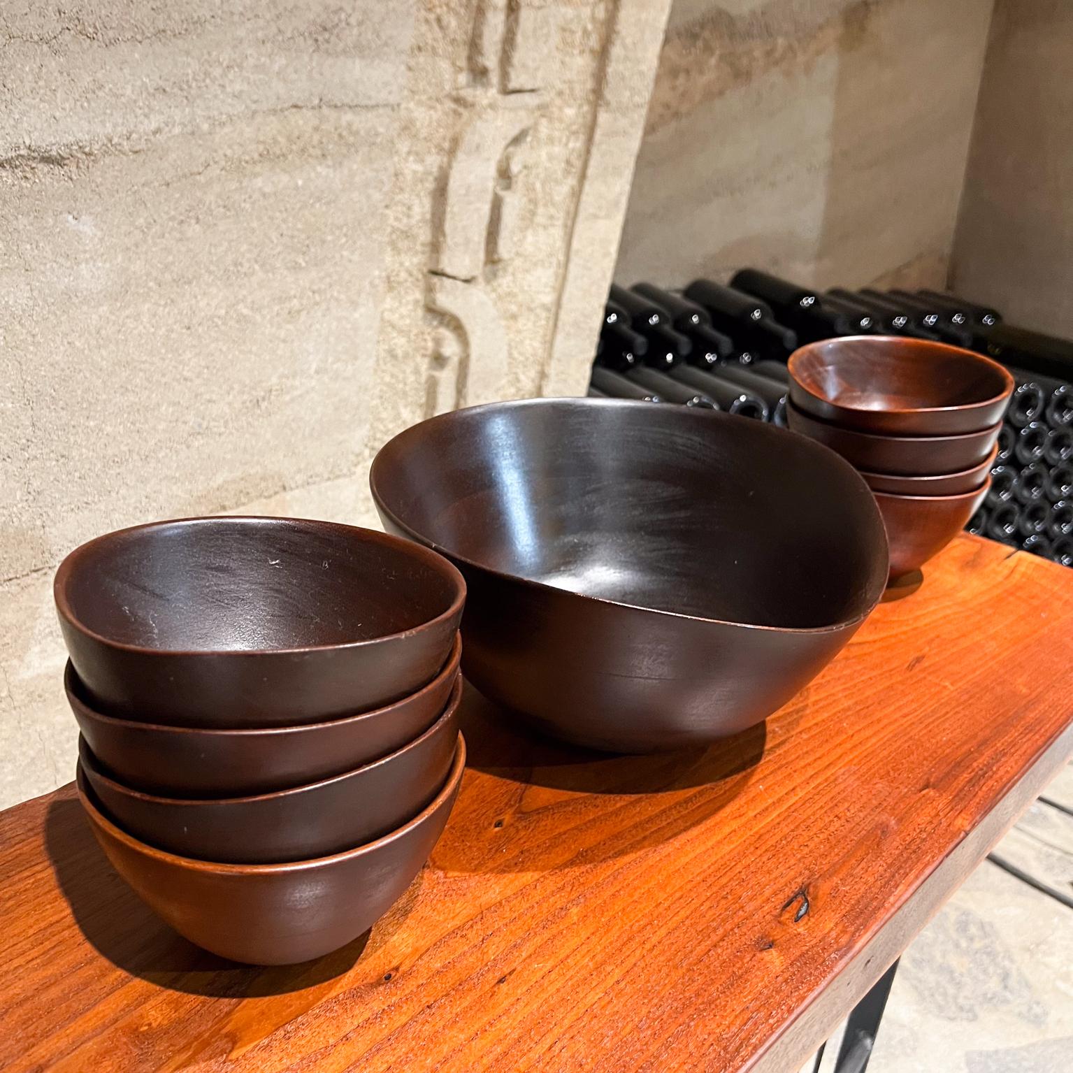 MCM Sculptural Salad Bowl Set of Nine in Turned Walnut Wood 1