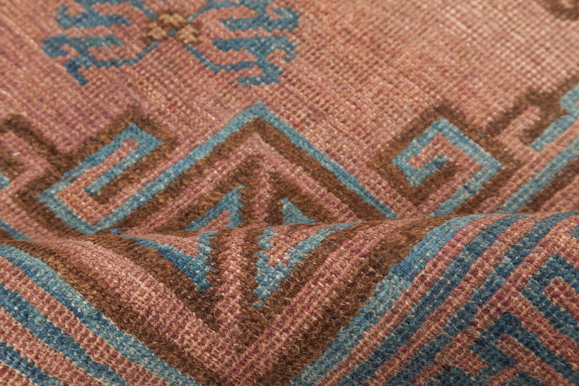 Mitte des 20. Jahrhunderts Samarkand Handgeknüpfter Wollteppich (Moderne der Mitte des Jahrhunderts) im Angebot