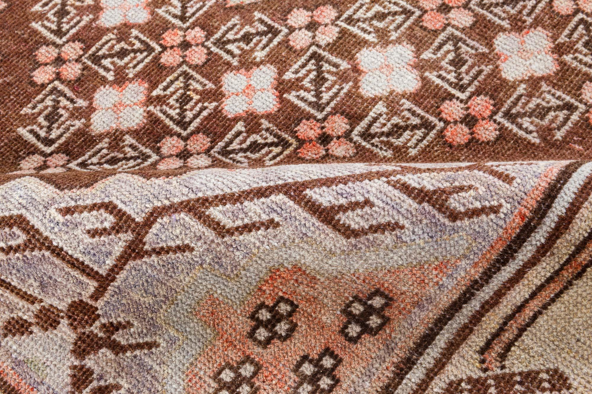 Doris Leslie Blauer Samarkand Handgefertigter Wollteppich aus der Mitte des 20. Jahrhunderts (Moderne der Mitte des Jahrhunderts) im Angebot