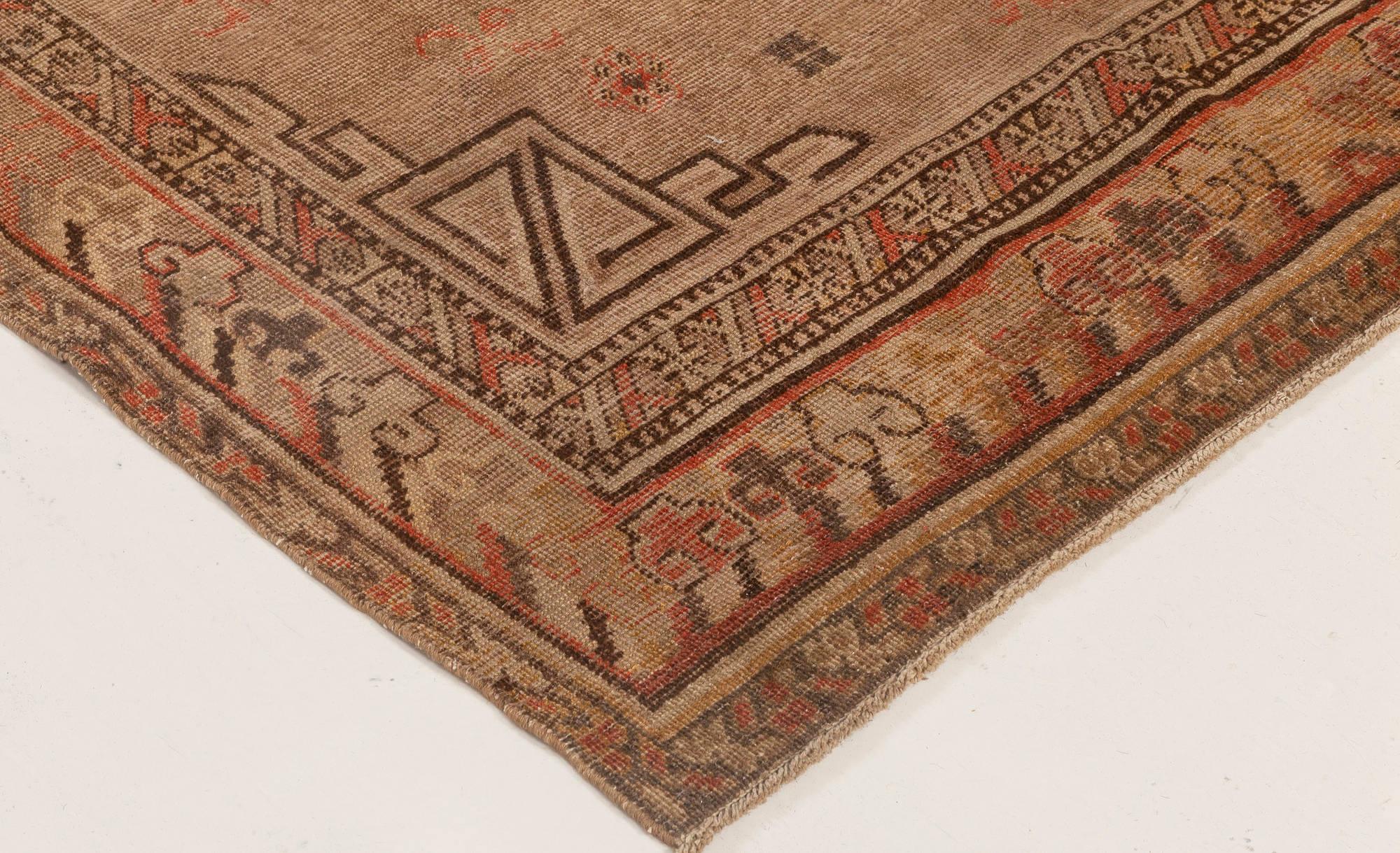 Hand-Knotted Mid-20th Century Samarkand Handmade Wool Rug For Sale