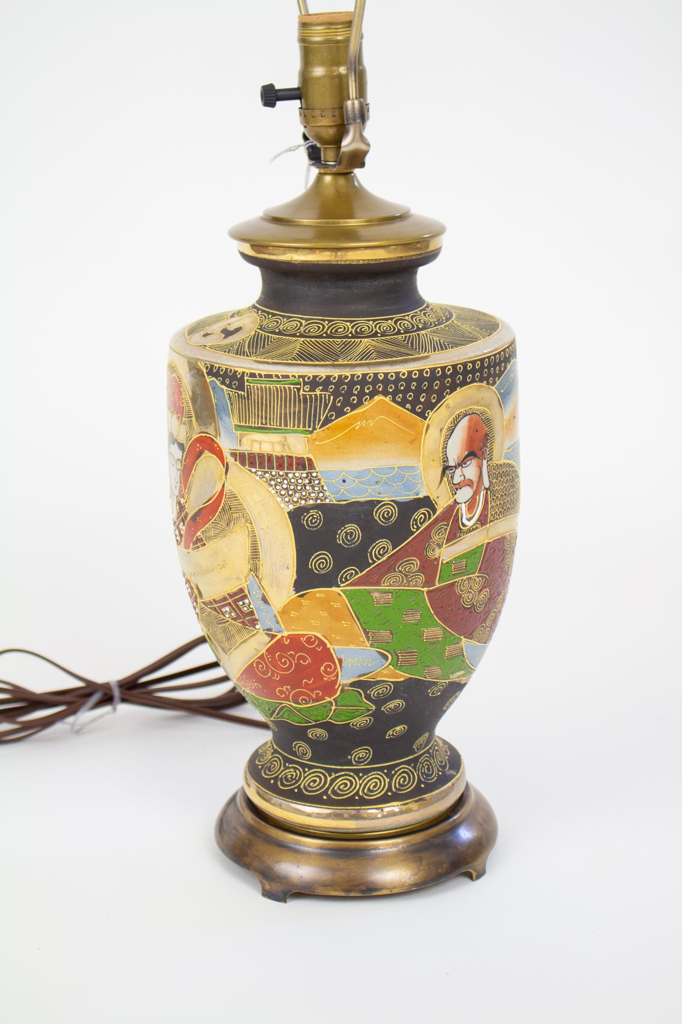 Japanese Mid 20th Century Satsuma Table Lamp For Sale