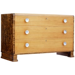 Mid-20th Century Scandinavian Birch and Elm Chest of Drawers