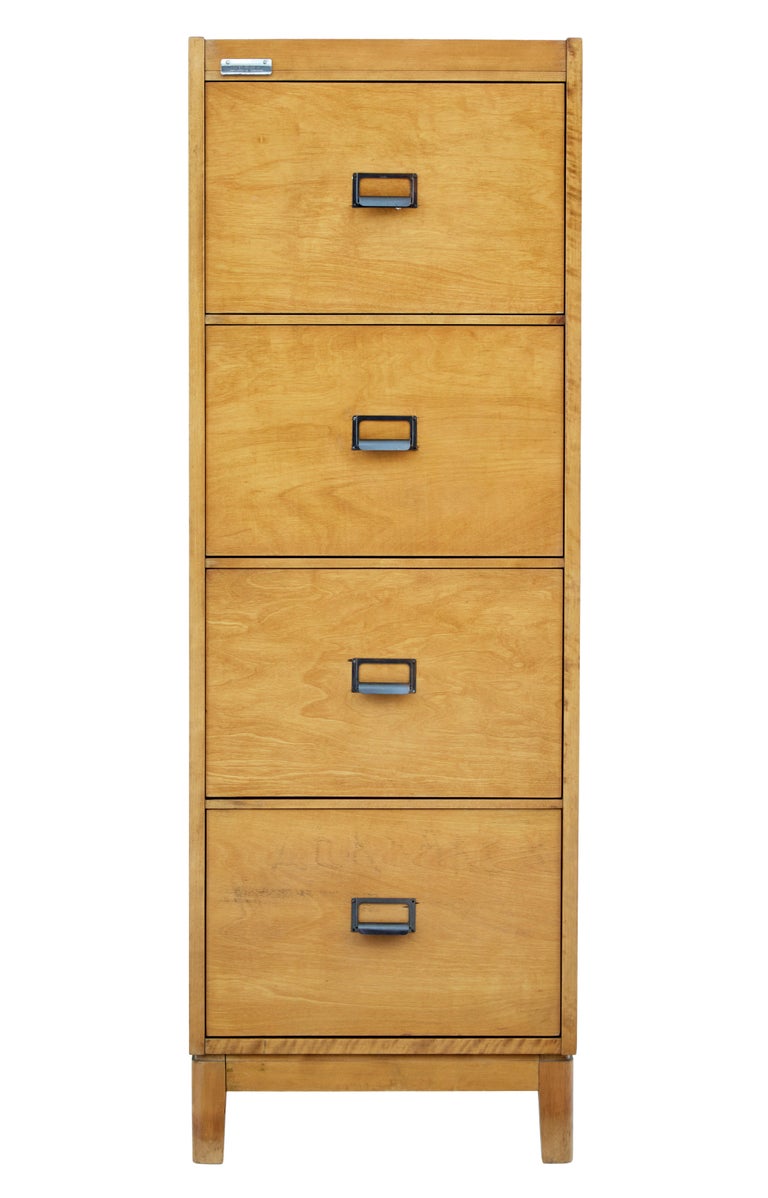 Mid 20th Century Scandinavian Birch Filing Cabinet At 1stdibs