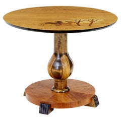 Mid 20th century Scandinavian birch inlaid occasional table