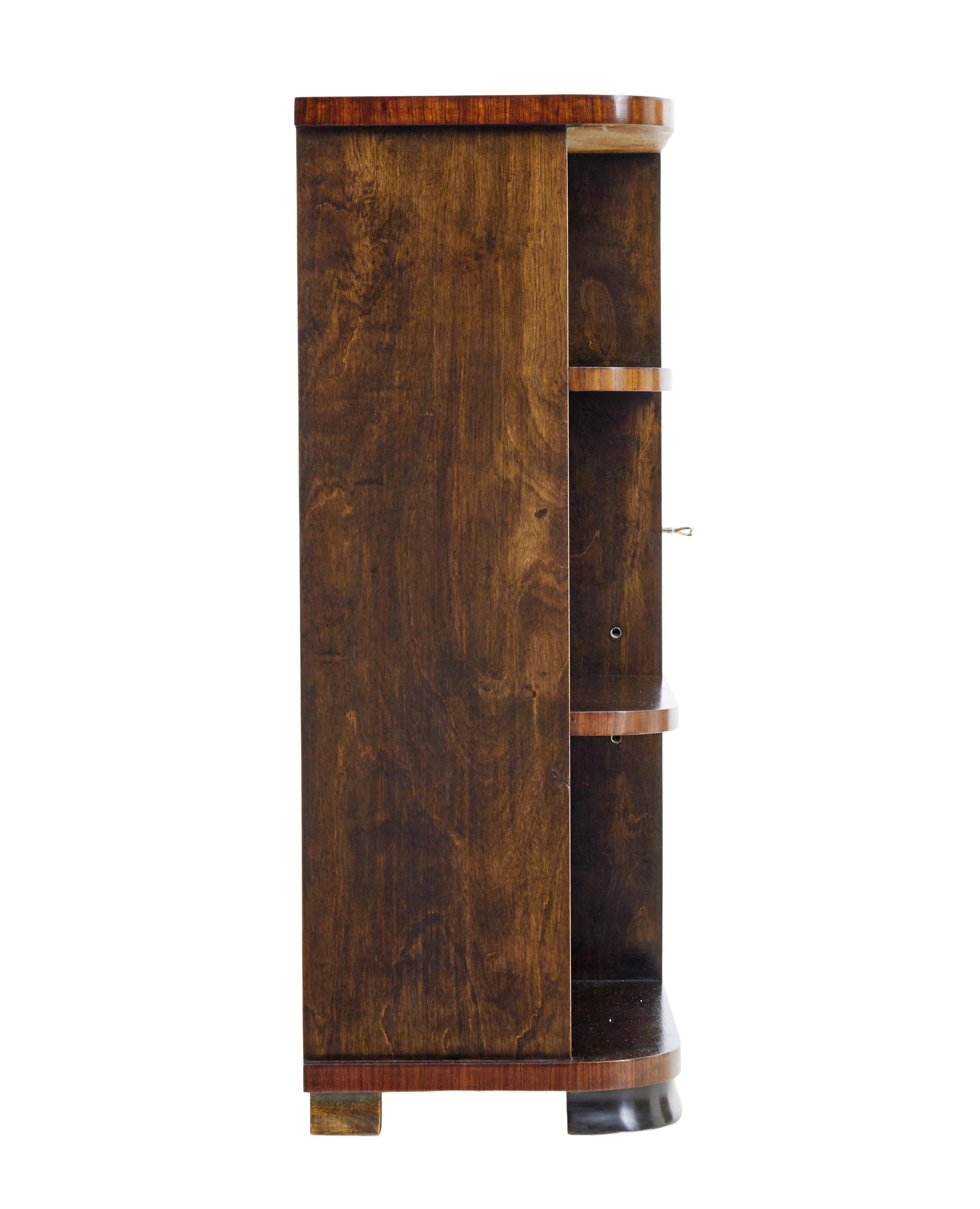 20th Century Mid 20th century Scandinavian birch inlaid open bookcase For Sale