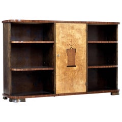 Mid-20th Century Scandinavian Birch Inlaid Open Bookcase