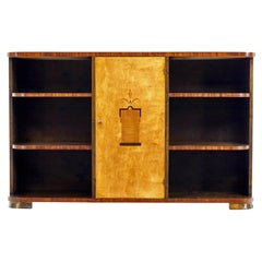 Mid 20th century Scandinavian birch inlaid open bookcase