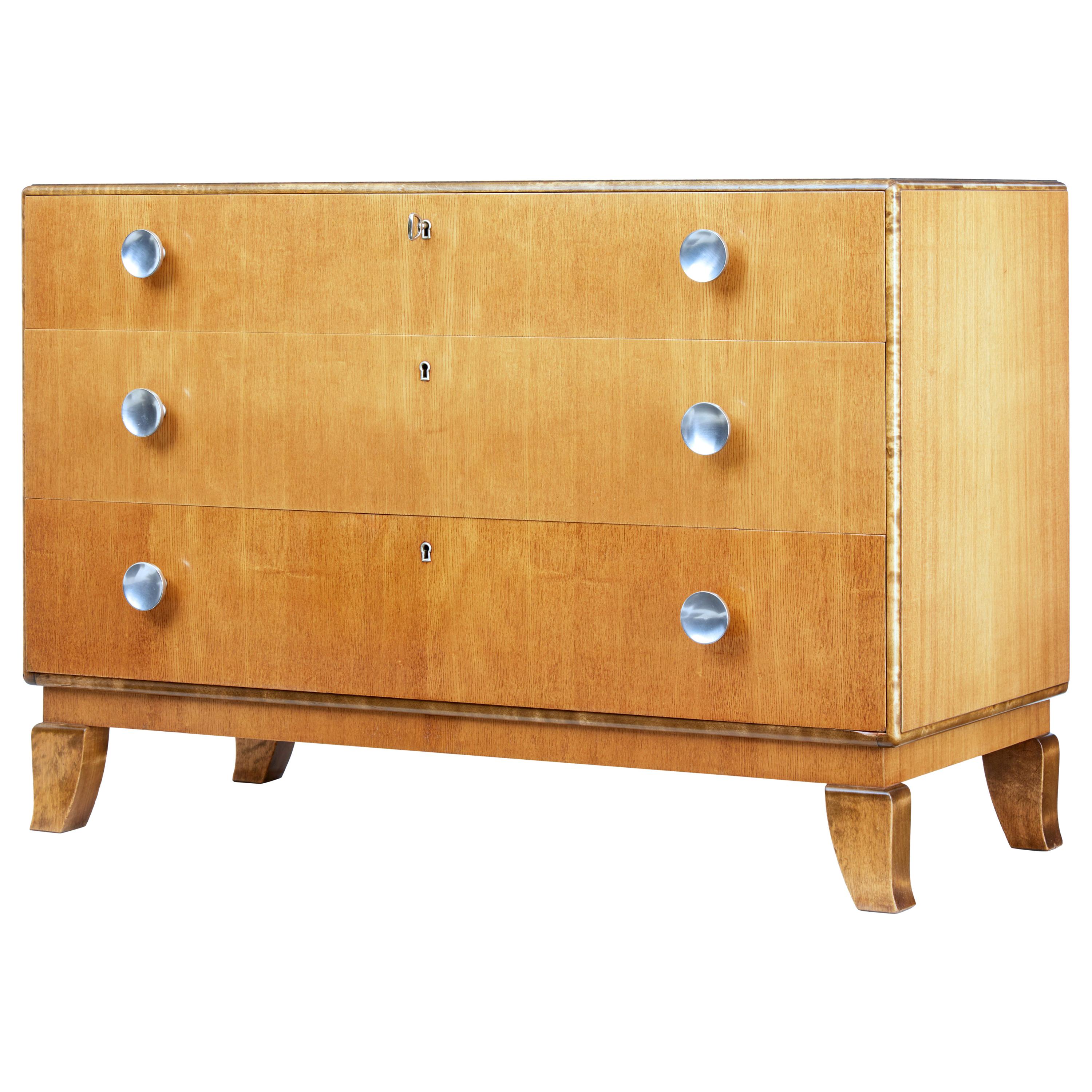 Mid-20th Century Scandinavian Elm and Birch Chest of Drawers