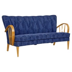 Mid 20th century Scandinavian elm show frame sofa