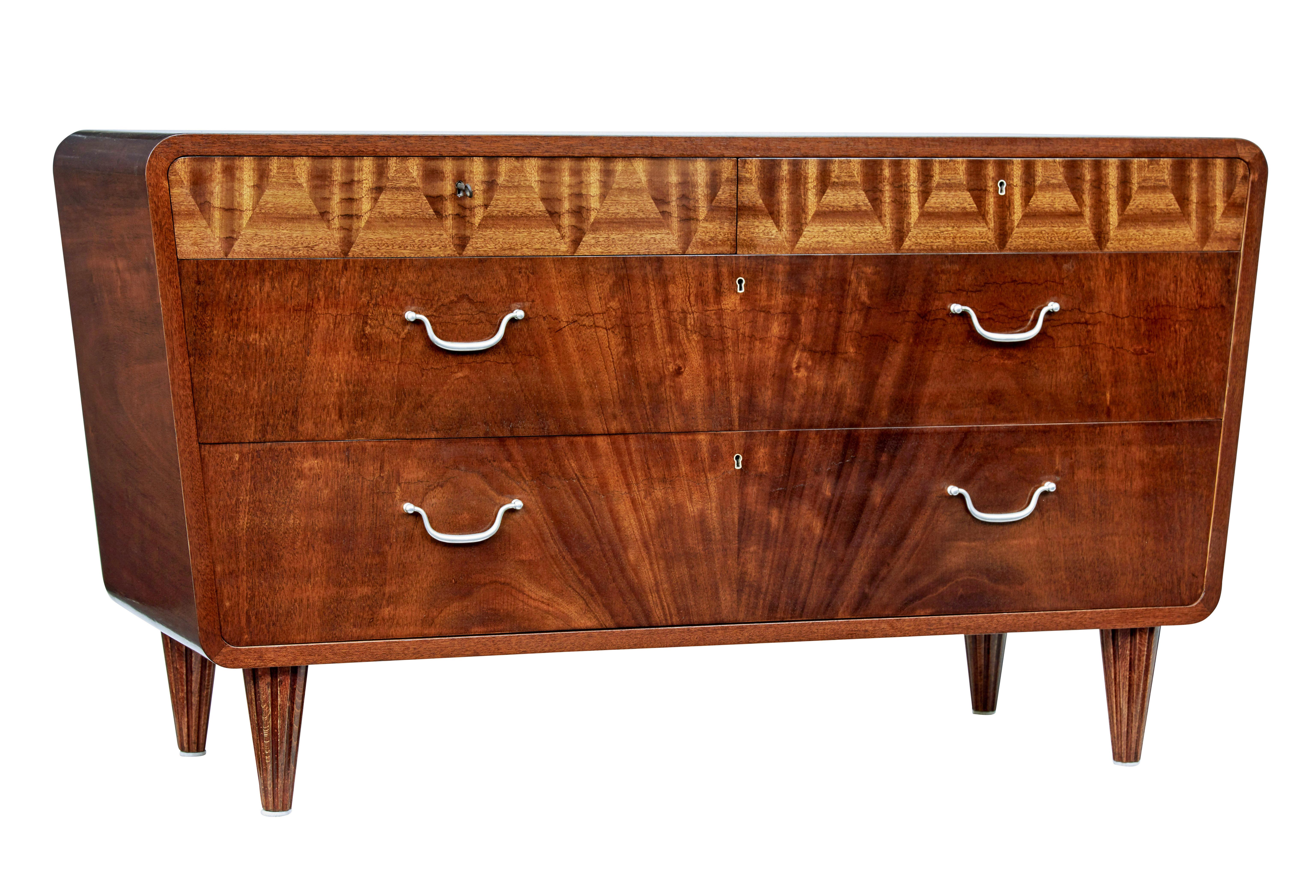 Mid-Century Modern Mid 20th century Scandinavian inlaid chest of drawers For Sale