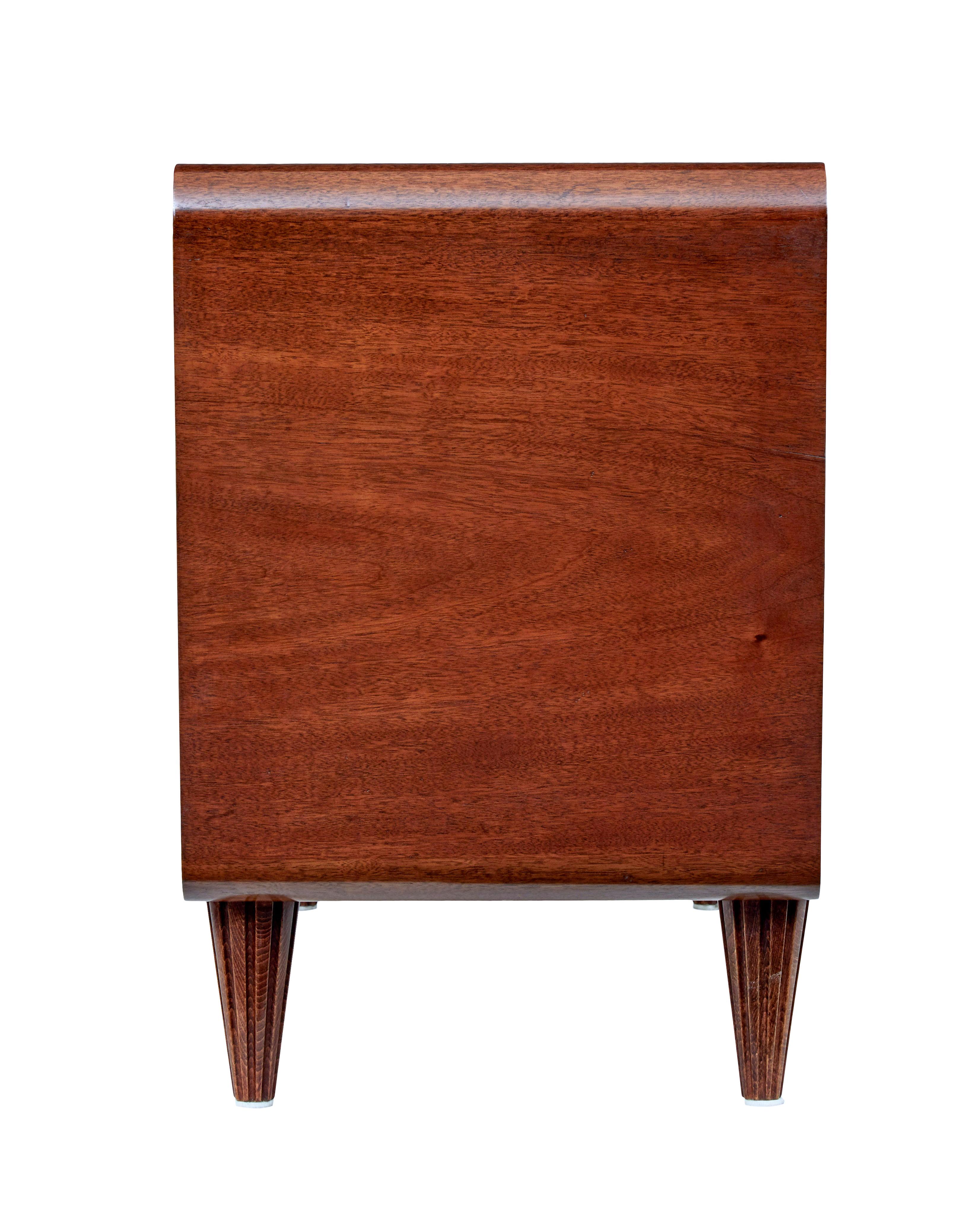Mid 20th century Scandinavian inlaid chest of drawers In Good Condition For Sale In Debenham, Suffolk
