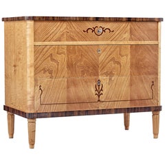 Mid 20th century Scandinavian inlaid elm and birch chest of drawers