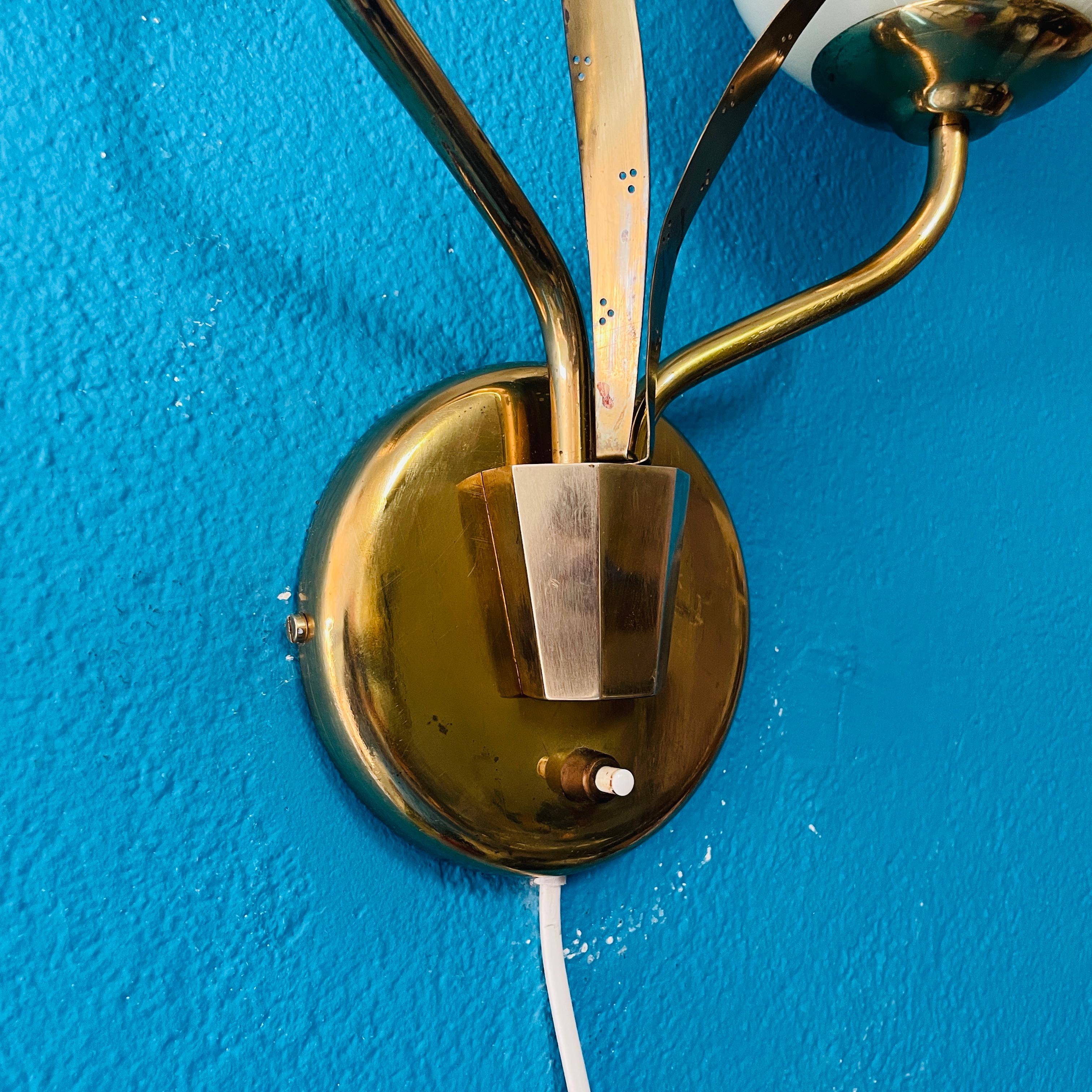Mid 20th Century Scandinavian Modern Brass Wall Lamp, Style Of Paavo Tynell For Sale 5