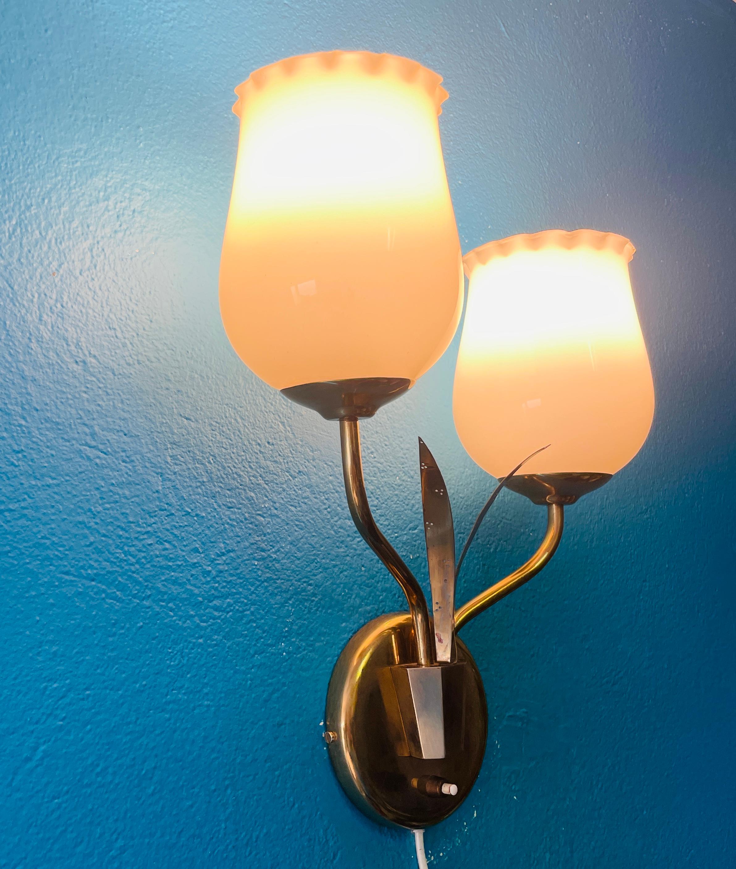 Mid 20th Century Scandinavian Modern Brass Wall Lamp, Style Of Paavo Tynell For Sale 1