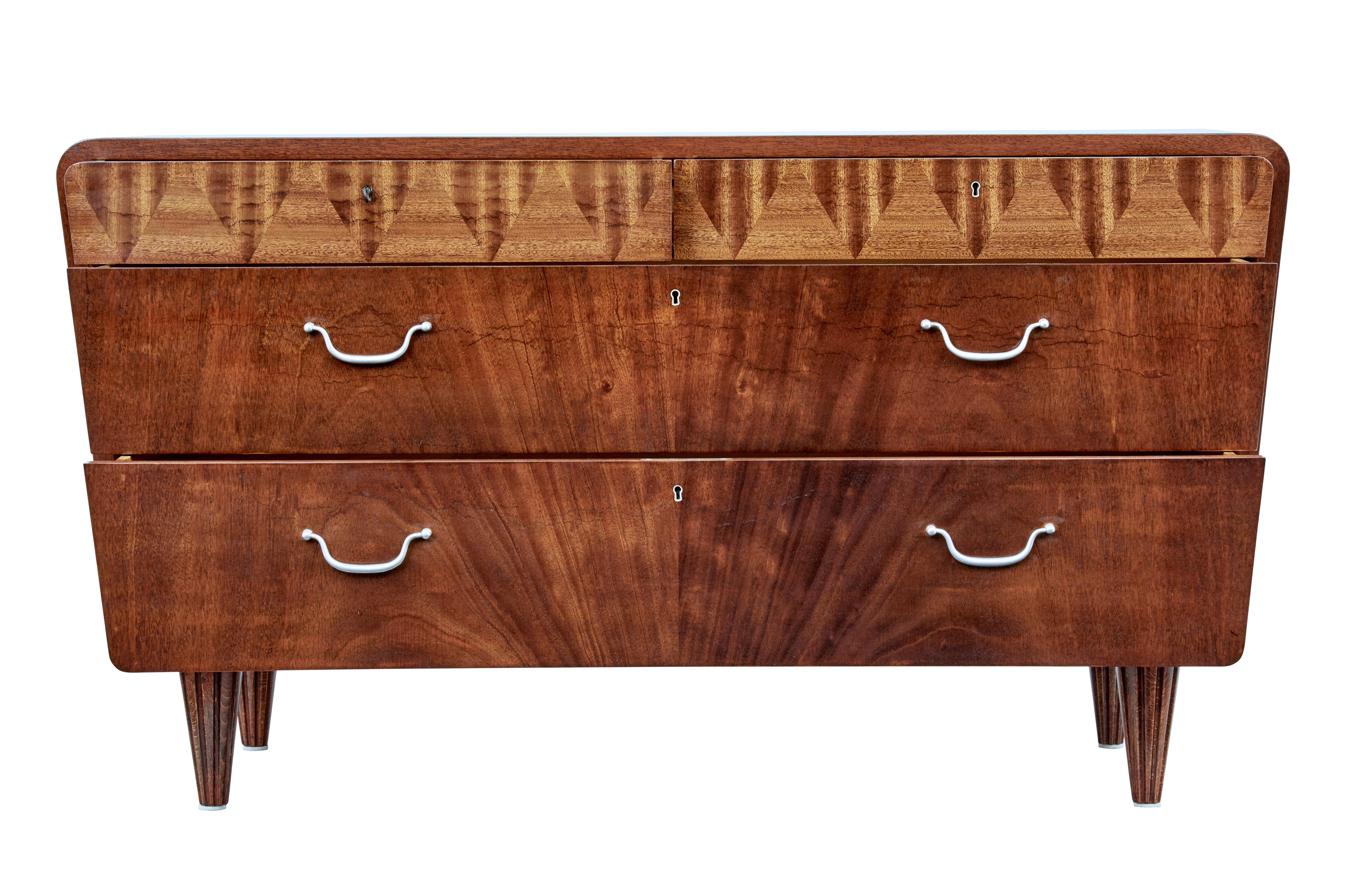 Art Deco Mid-20th Century Scandinavian Modern Mahogany Chest of Drawers