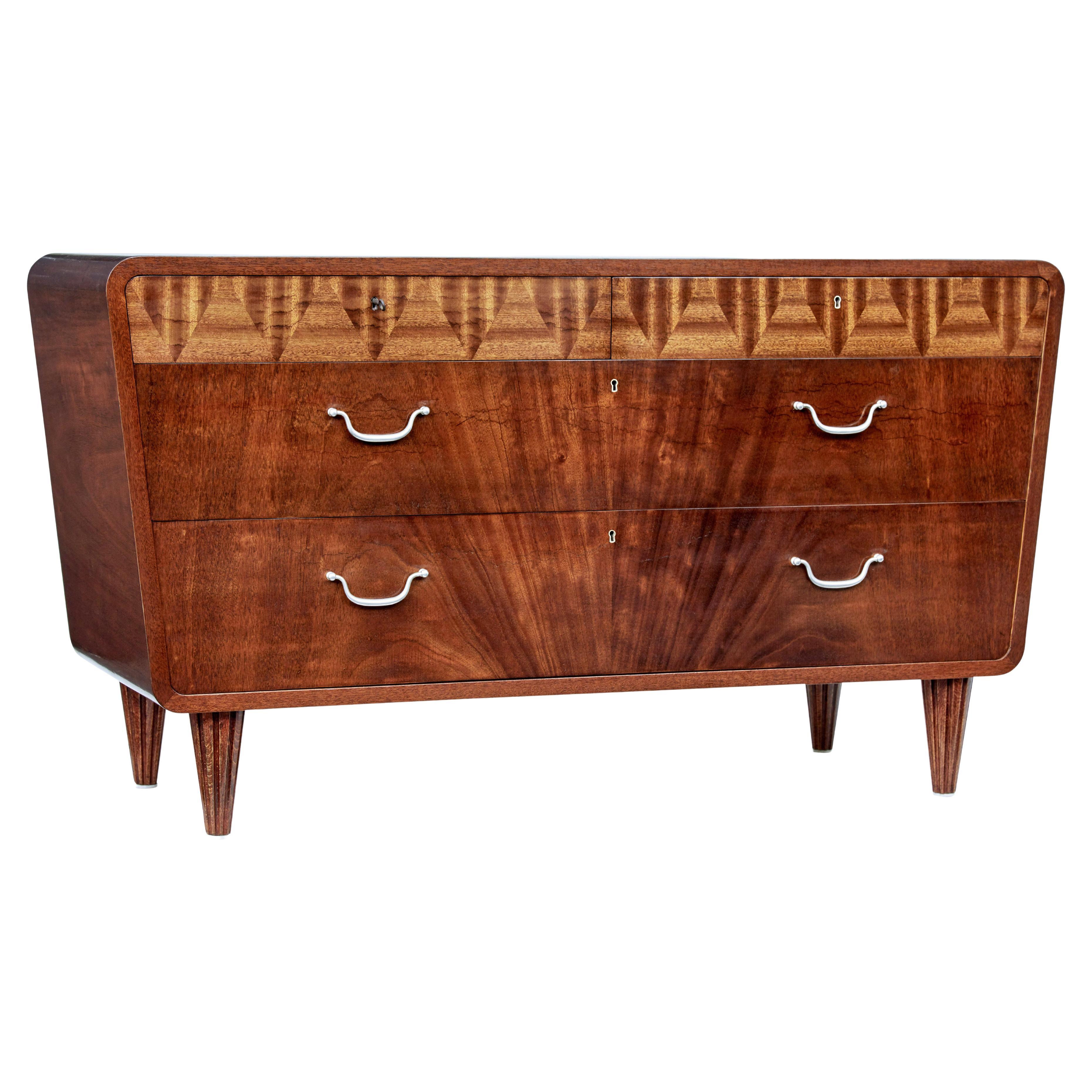 Mid 20th century Scandinavian modern mahogany chest of drawers For Sale