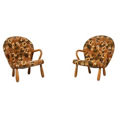 Mid 20th Century Scandinavian Modern Clam Chairs Attributed to Arnold Madsen