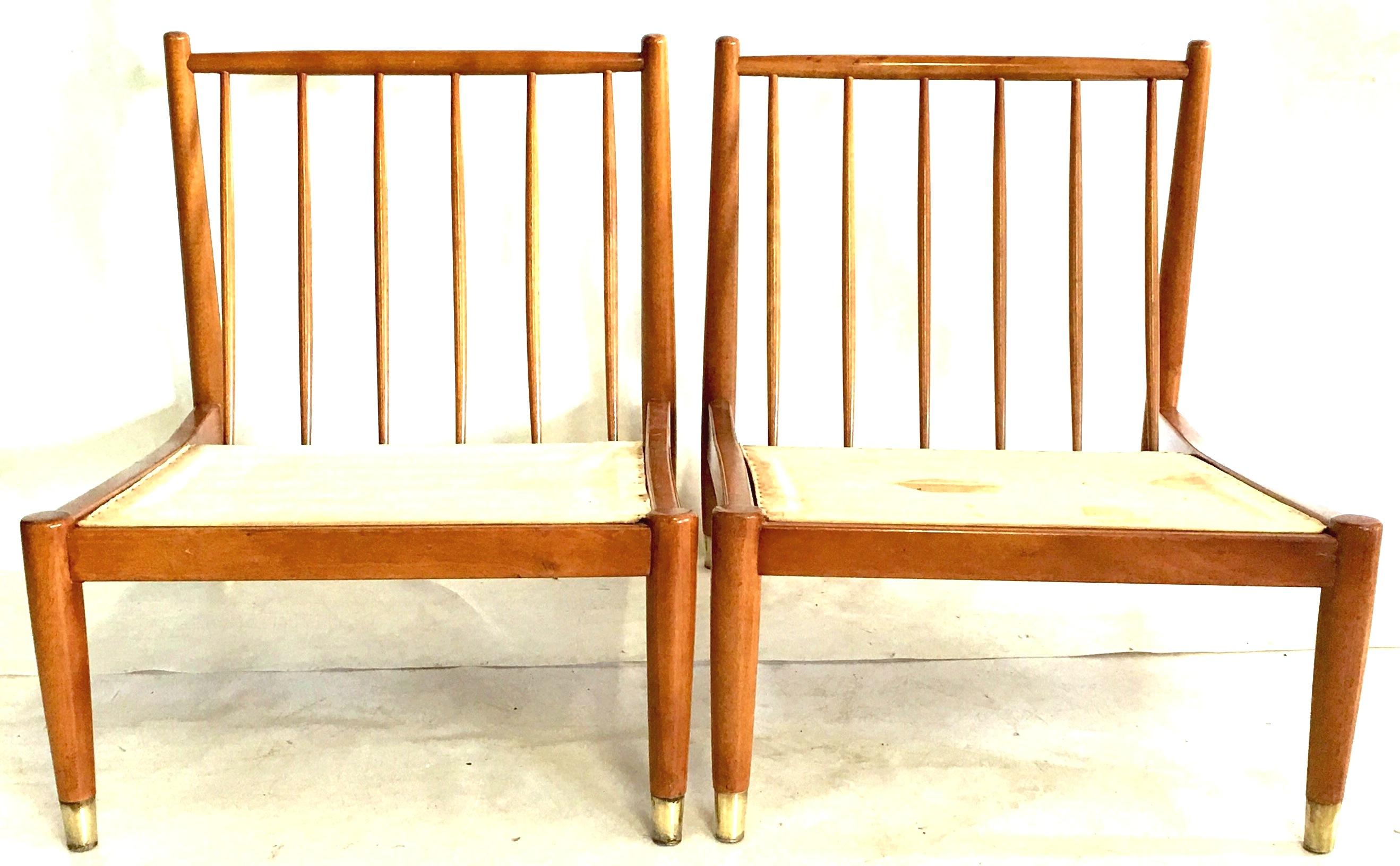 Mid 20th-Century Scandinavian Modern Pair Of Beech Wood Slipper Chairs For Sale 9