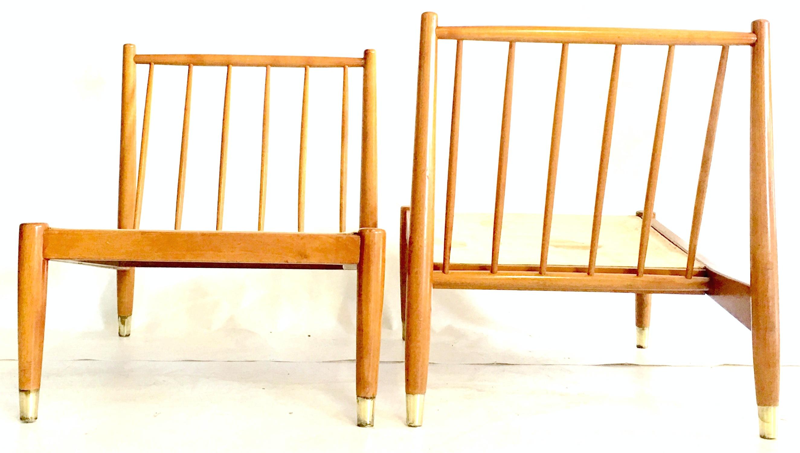 Mid 20th-Century Scandinavian Modern Pair Of Beech Wood Slipper Chairs For Sale 10