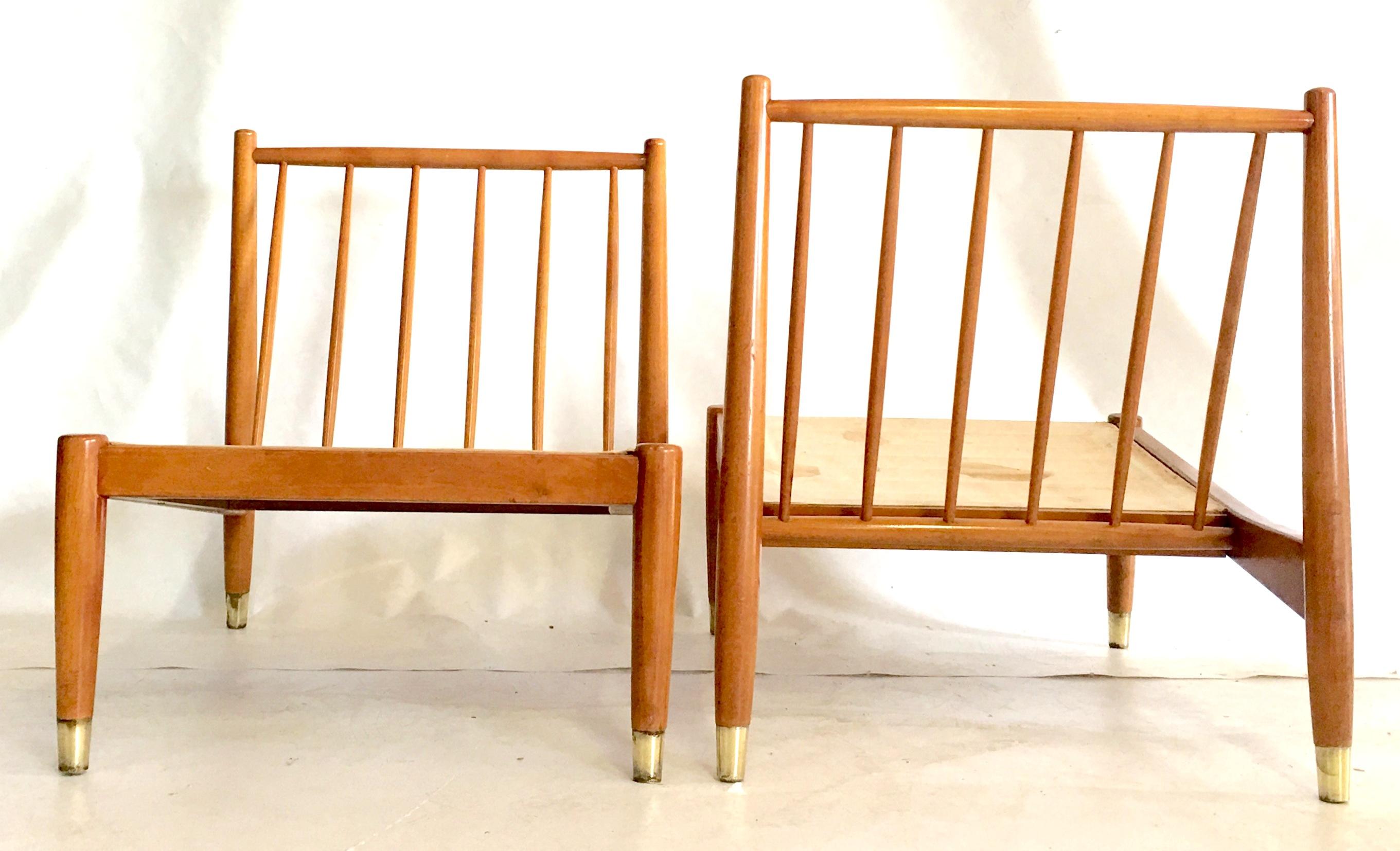 20th Century Mid 20th-Century Scandinavian Modern Pair Of Beech Wood Slipper Chairs For Sale