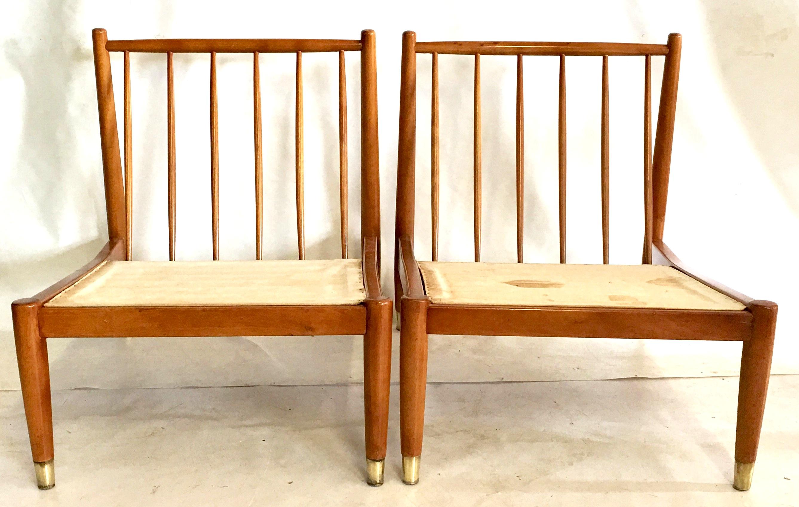 Mid 20th-Century Scandinavian Modern Pair Of Beech Wood Slipper Chairs In Good Condition For Sale In West Palm Beach, FL
