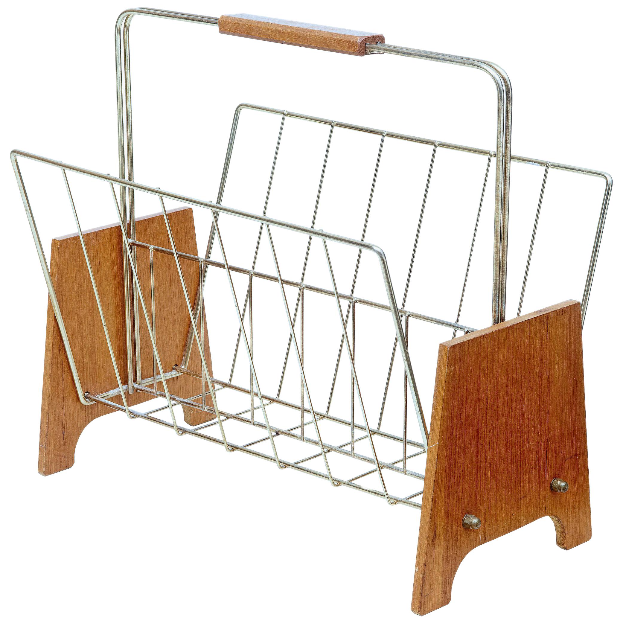 Mid20th Century Brass and Marble Magazine Rack For Sale at 1stDibs