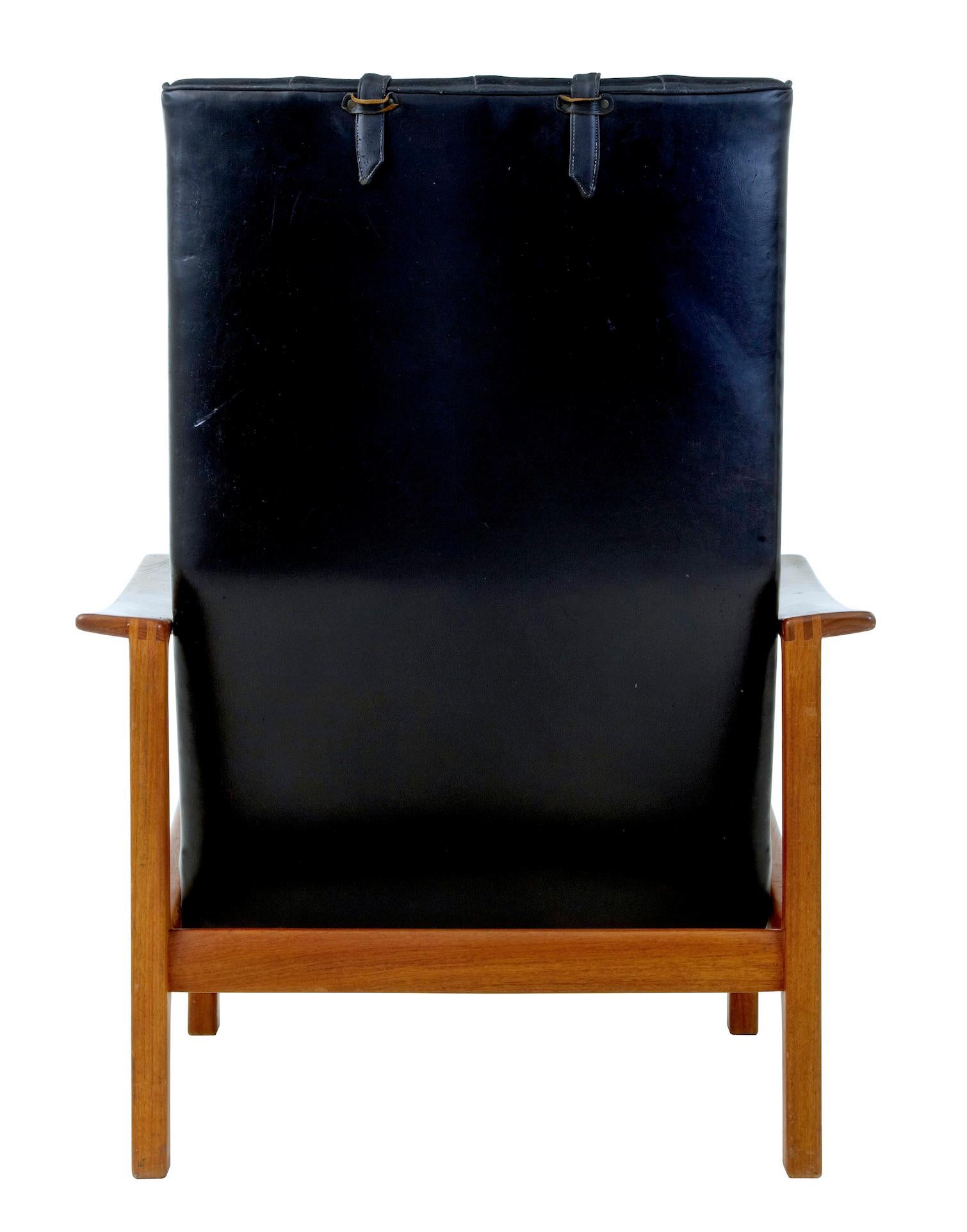 Woodwork Mid-20th Century Scandinavian Modern Teak Reclining Leather Armchair