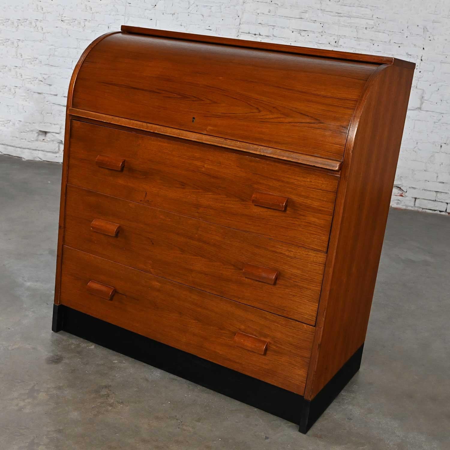 Danish Mid-20th Century Scandinavian Modern Teak Roll Top Desk or Dresser For Sale