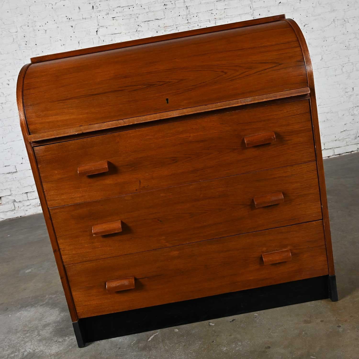 Danish Mid-20th Century Scandinavian Modern Teak Roll Top Desk or Dresser For Sale