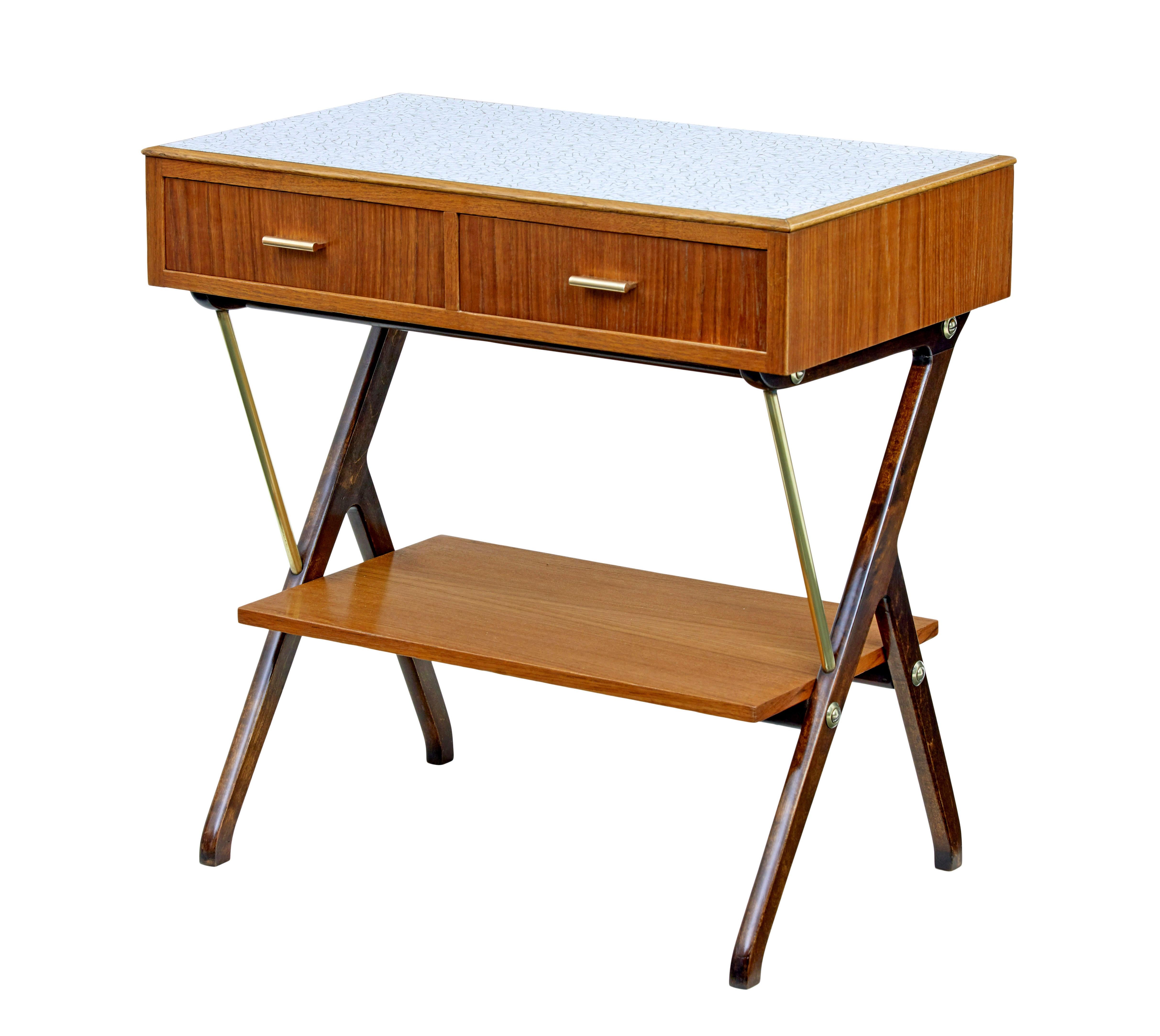 Mid-20th Century Mid 20th century Scandinavian modern teak side table For Sale