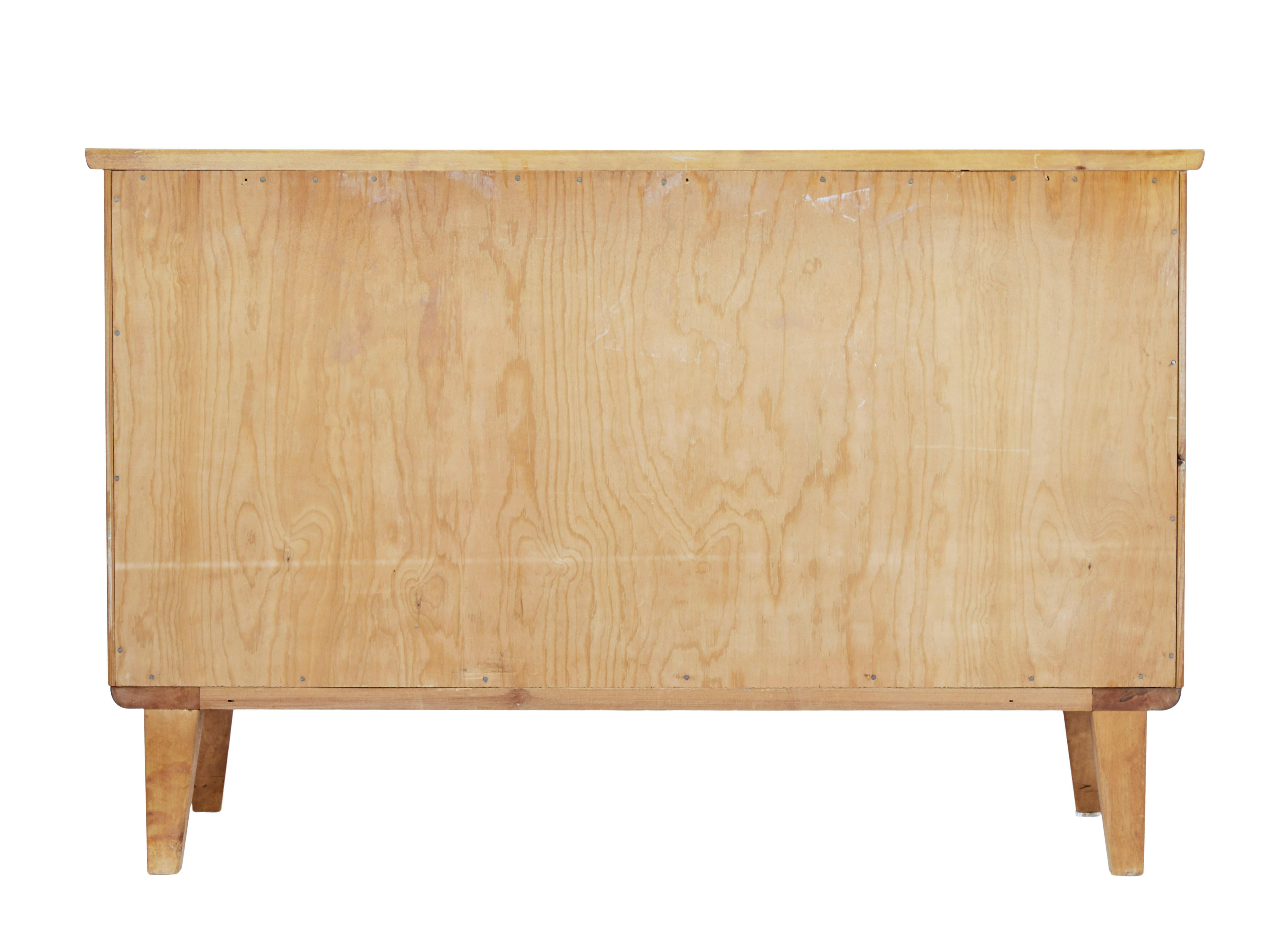 Veneer Mid-20th Century Scandinavian Patterned Birch Chest of Drawers