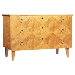 Mid-20th Century Scandinavian Patterned Birch Chest of Drawers