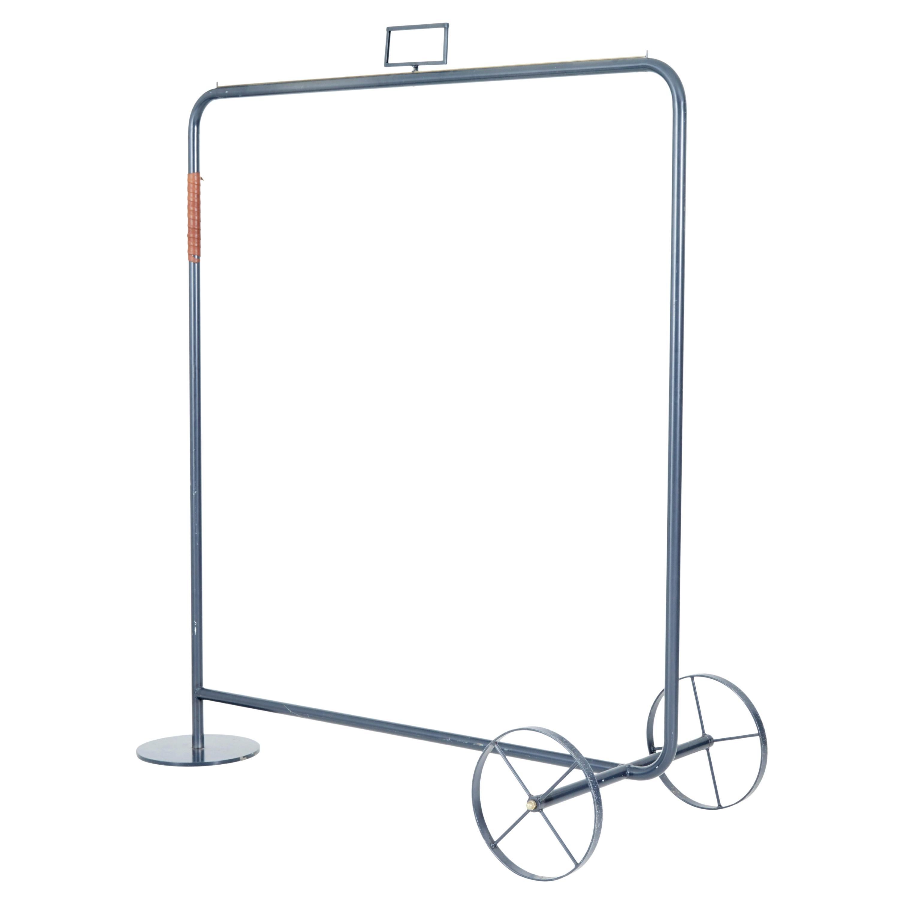 Mid 20th century Scandinavian steel mobile clothes rail